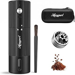 Upgraded Faster Electric Coffee Grinder, Stainless Steel Burrs, Black | Cordless Coffee Mill, 1600mAh Rechargeable Battery, 40 Setting for Pour-Over to Espresso, Portable for Camping, Travel