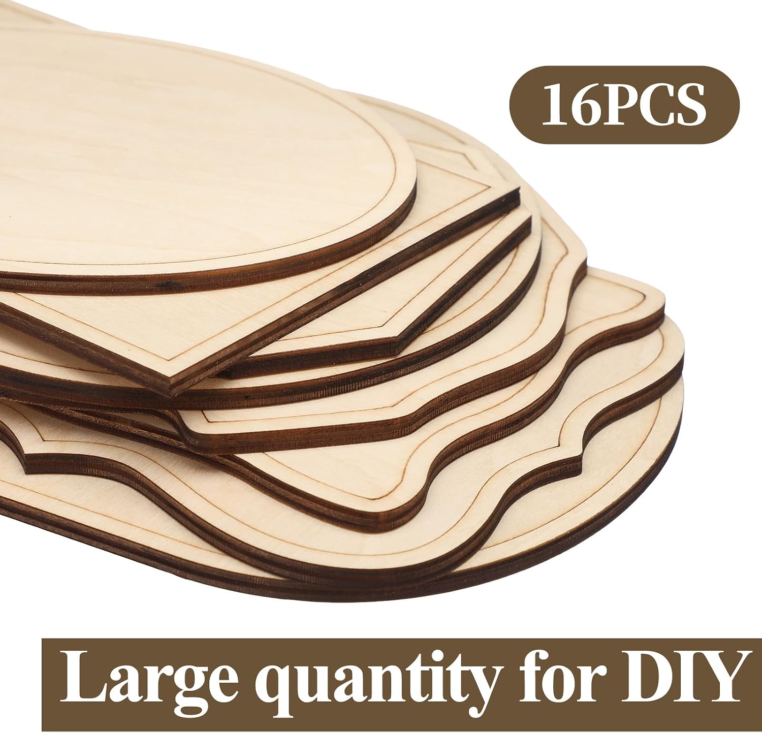 Nuanchu 16 Blocks 6.5" x 4.5" Unfinished Wooden Plaques in Various Shapes for Various Painting Ideas, Wood Sign for Burning DIY Crafts(Style 1)