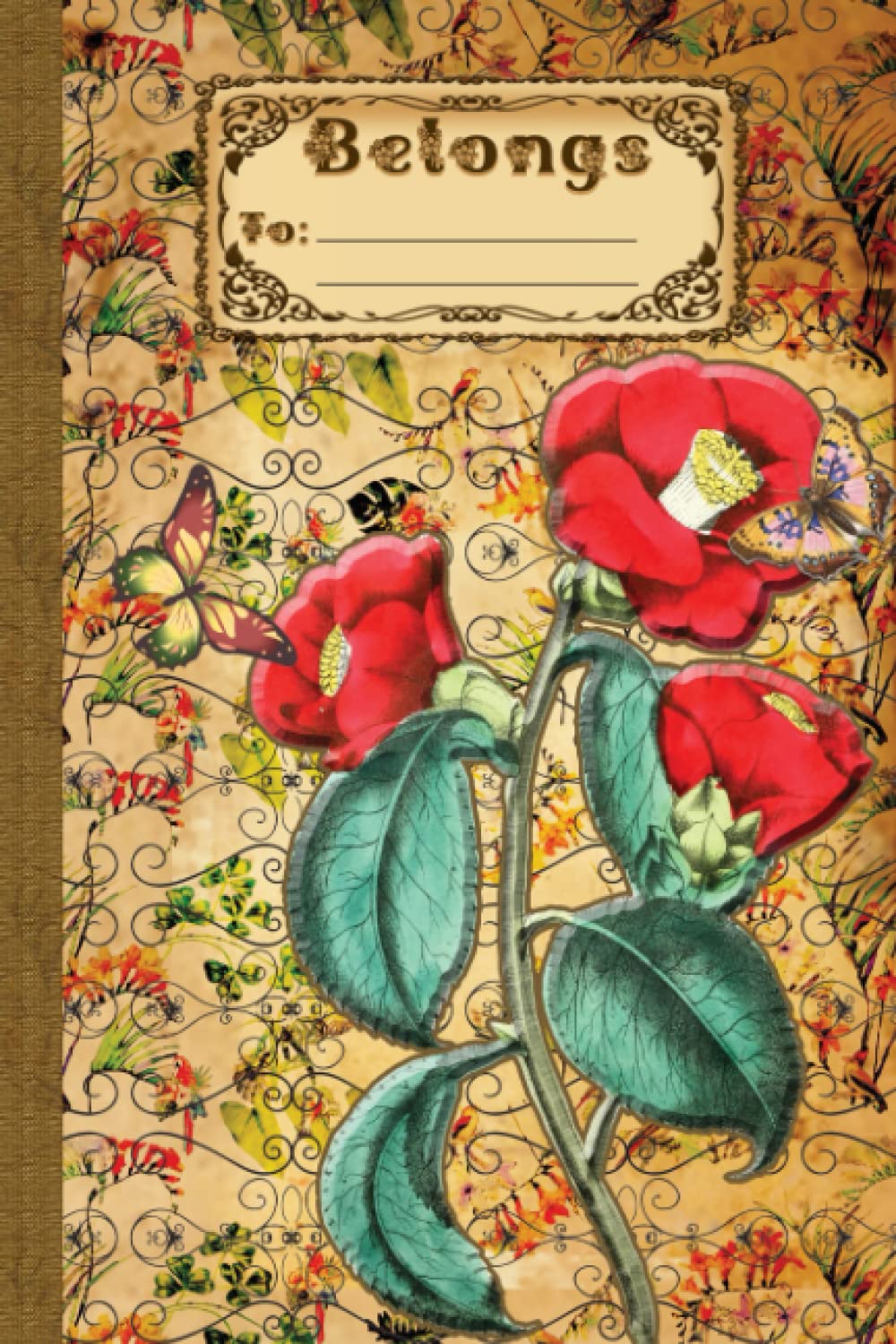 Cute Vintage Botanical Scientific Illustration Flower: Composition Notebook College Ruled | Floral Aesthetic Journal With Awesome Red Flower, Perfect Gift For Girls, Teens, Women | Wide Lined