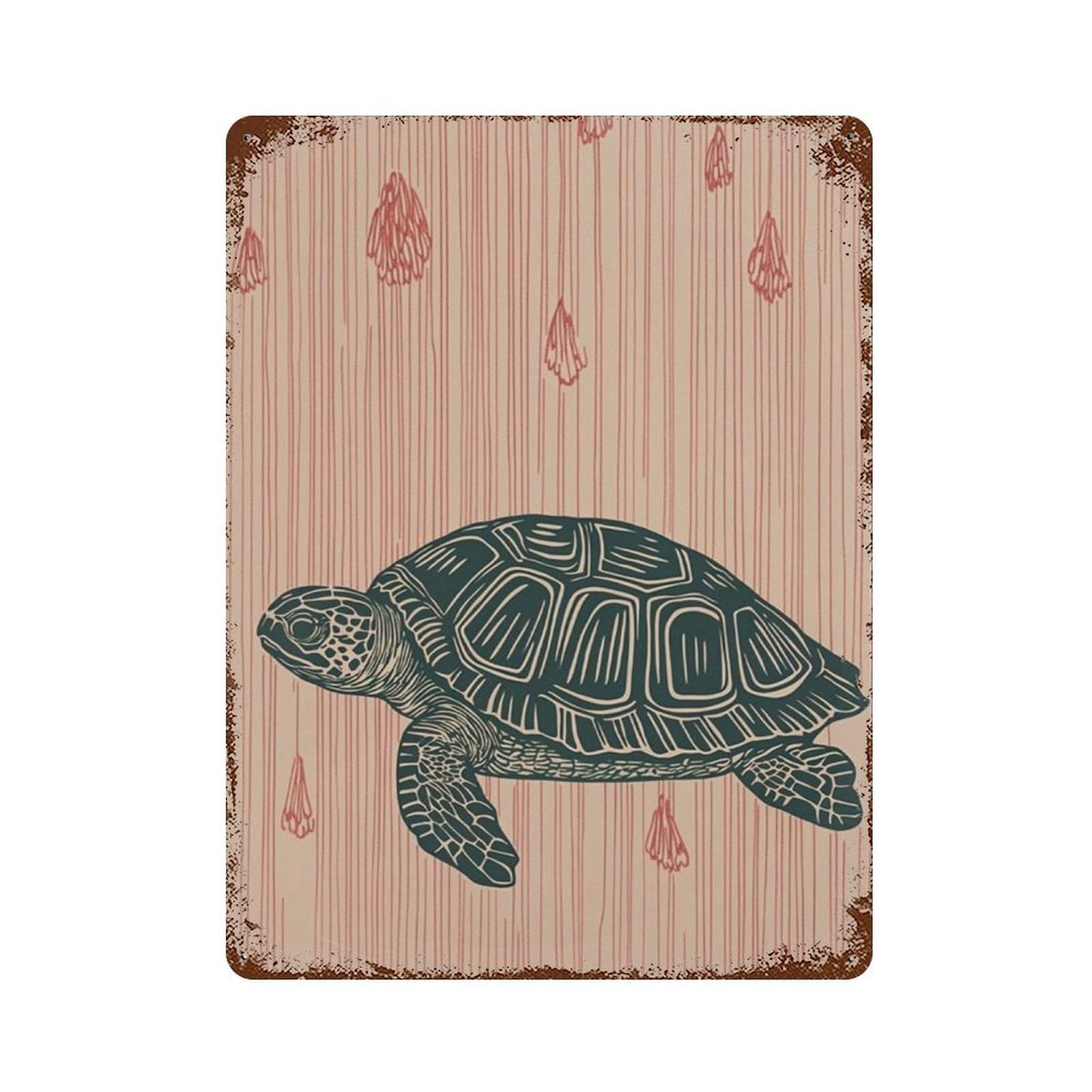 xiaoxiaoshen Sea Turtle Coastal Minimal Ocean Animal Line Wall Decor Art Metal Tin Poster Modern Home Decor Art Home Bar Shop Decorations Vintage Sign 40x30cm