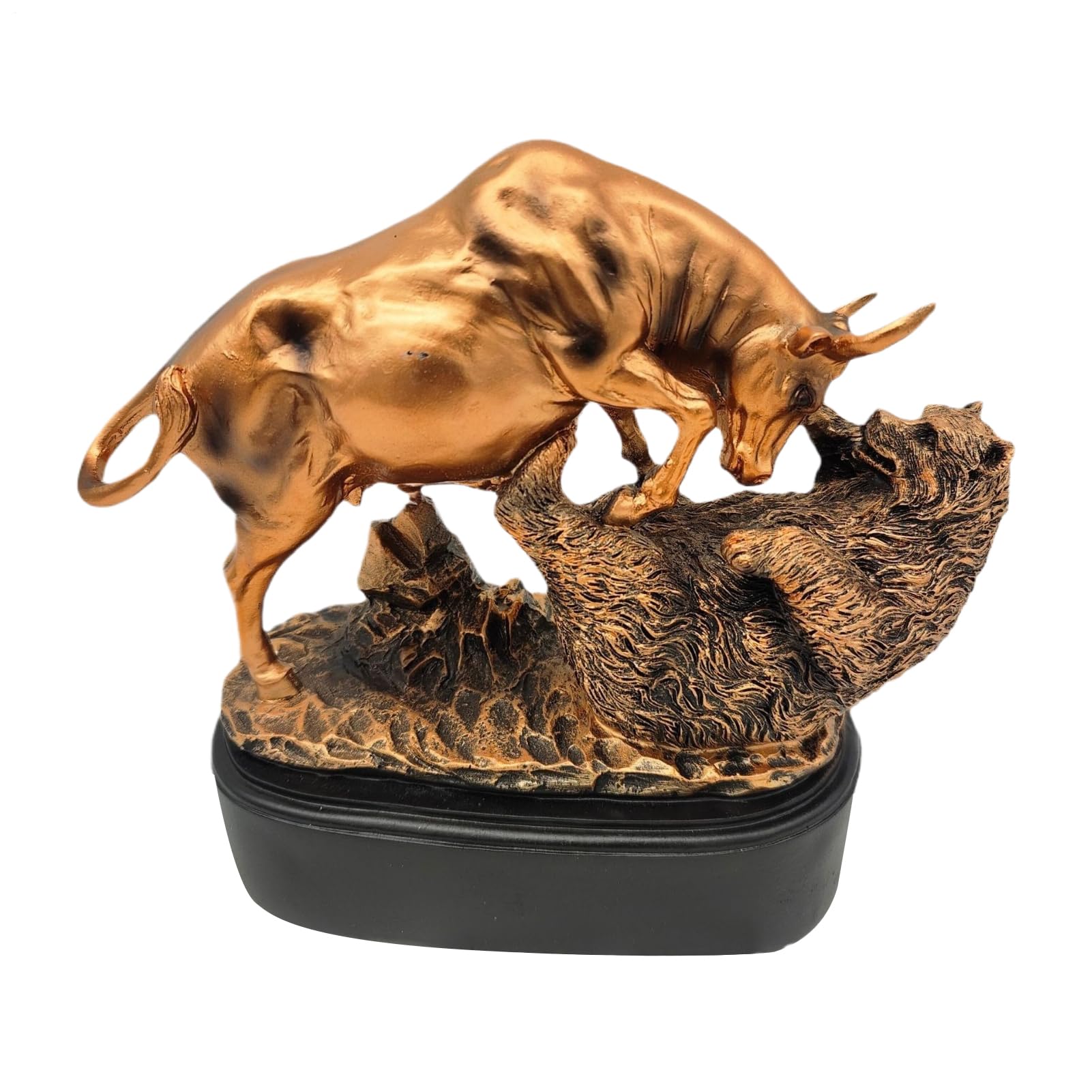 Ornement de table taureau et ours, décoration bureau trading et sculpture de bourse résine