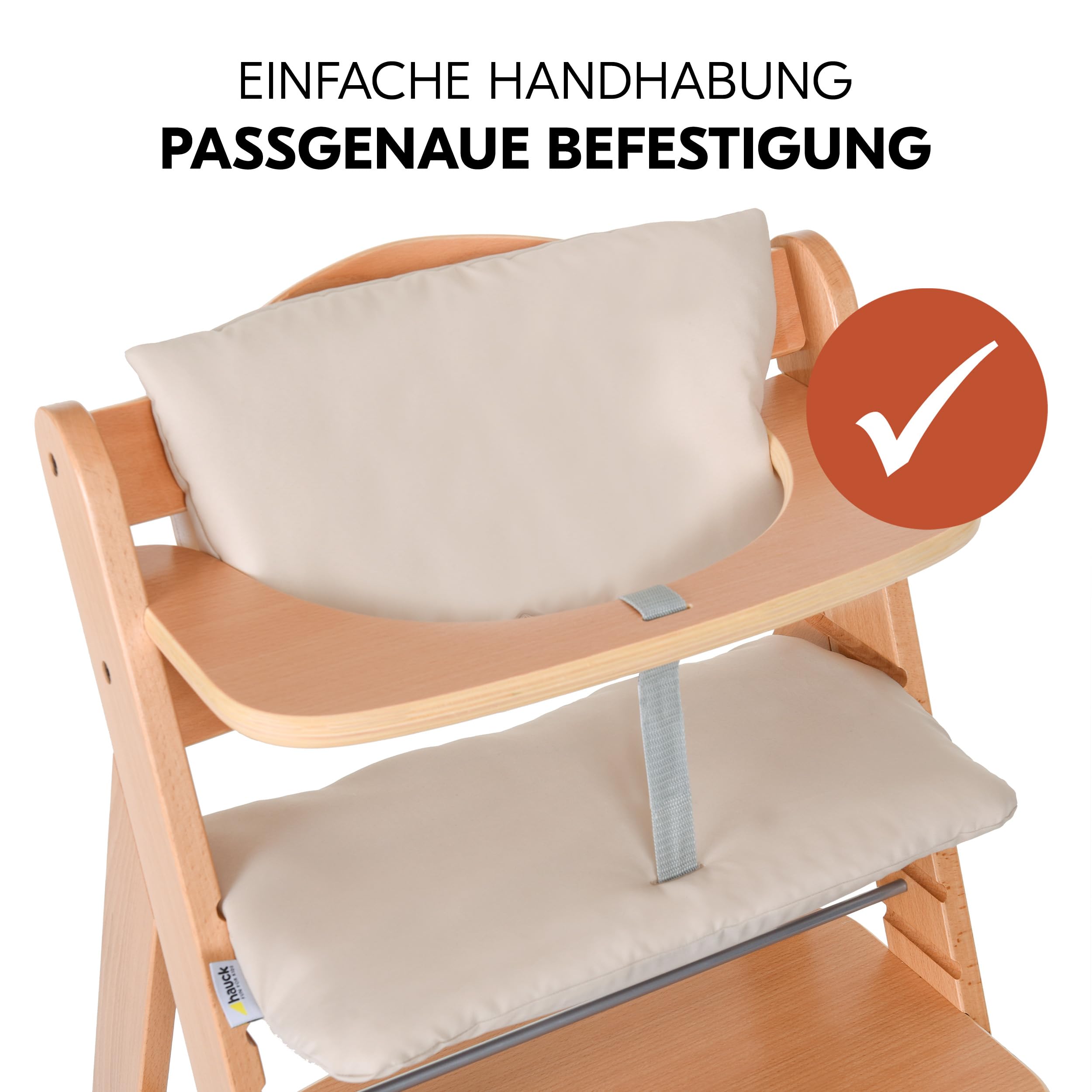 hauck 2-tlg. Deluxe Sitzkissen für Alpha Hochstuhl - Sitzpolster/Sitzauflage/Sitzverkleinerer/Hochstuhlauflage (Beige) | 2-teiliges Sitzpolster für hauck Alpha Hochstuhl | als Sitzauflage, Sitzverkleinerer und Hochstuhlauflage