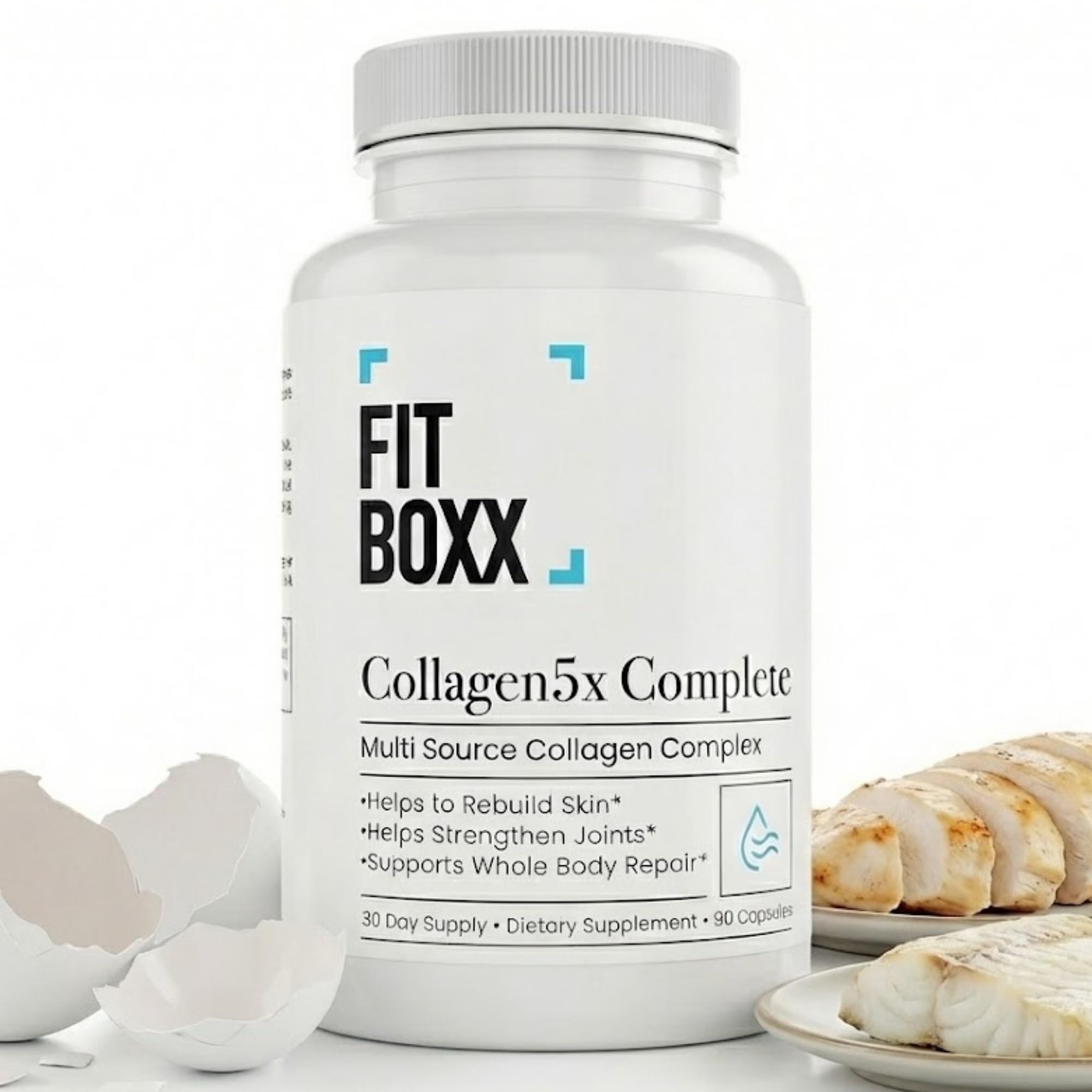 Collagen5X Complete Multi-Source Collagen Types I II III V X Skin Joint Hair Bone Support 90 Capsules