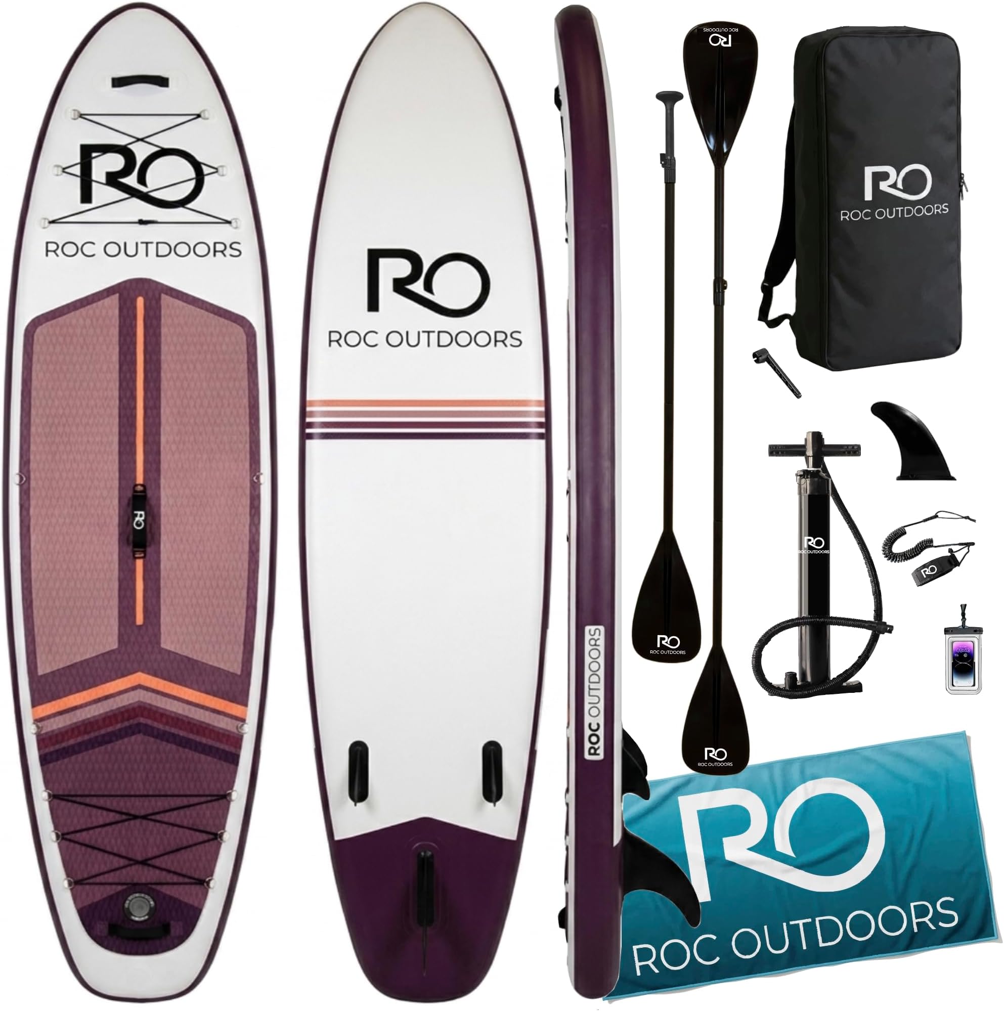 Roc Inflatable Stand Up Paddle Board 10' 6" with Premium SUP Paddle Board Accessories, Wide Stable Design, Non-Slip Comfort Deck for Youth & Adults