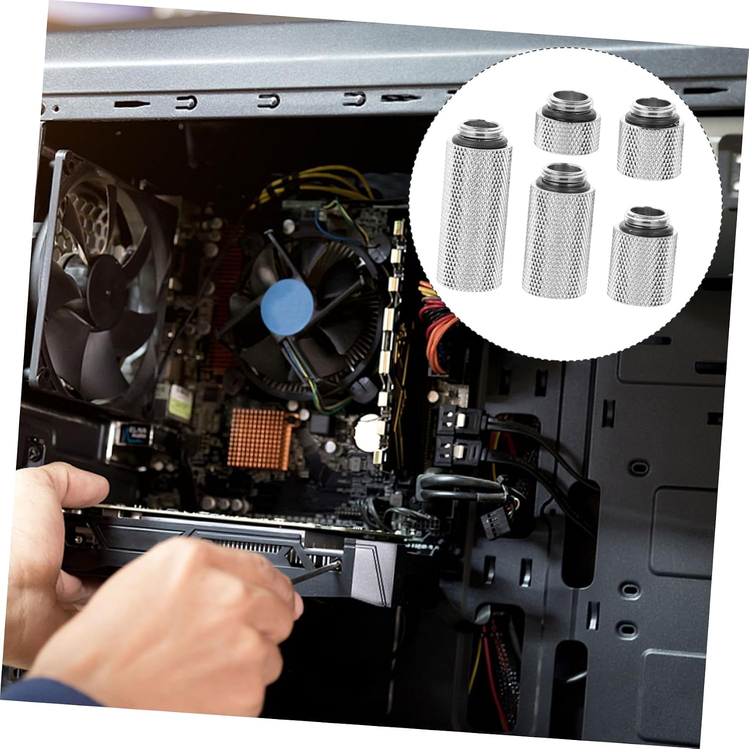 Gadpiparty 2sets Male to Female Fitting Brass Pass-Through Coupler for Computer Liquid Cooling Thread Plated Seal for Radiator and Water Cooling Systems