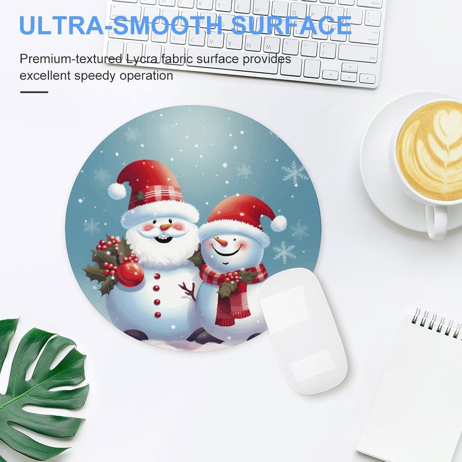 Christmas Santa Snowman Round Mousepad Funny Small MouseMat with Non-Slip Rubber Base and Stitched Edge Gaming Mousepad for Home Office Dorm Desk Decor Accessories for Home Office Work 7.8x7.8 Inches image 4