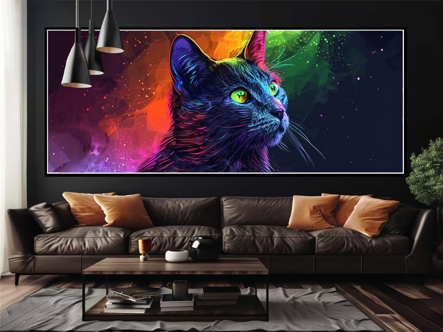 Malen Nach Zahlen Katze Fantasie Malen Nach Zahlen Erwachsene Anfänger, DIY Set Ölgemälde Malen Nach Zahlen XXL, Acrylfarben Painting by Numbers Geschenk Wanddekoration 90x240cm (Ohne Rahmen)-YH777