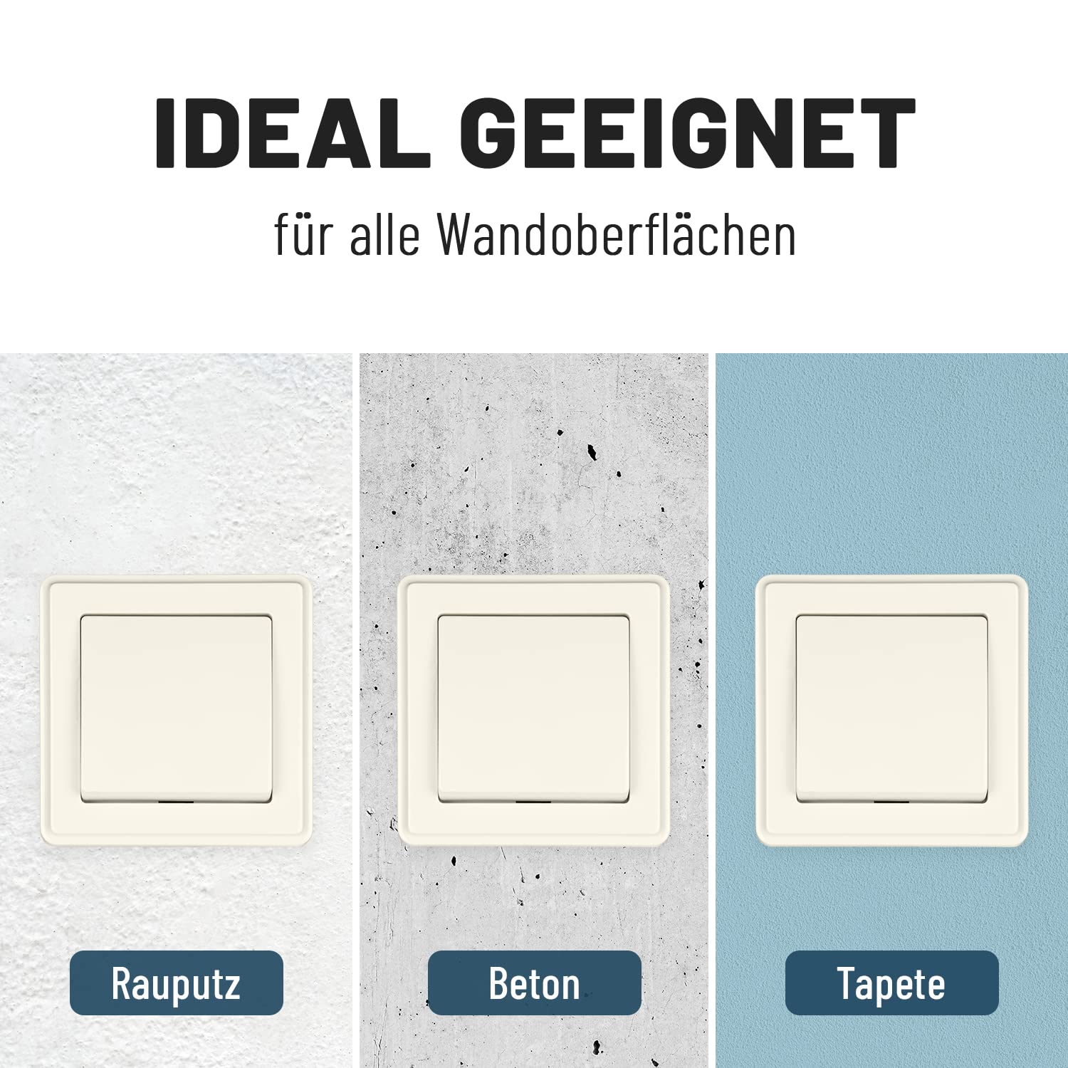 greate 20x Kreuzschalter Unterputz weiß - Lichtschalter 250V AC 10A IP20 | inkl. Rahmen, Unterputz Einsatz & Abdeckung - UP Schalter