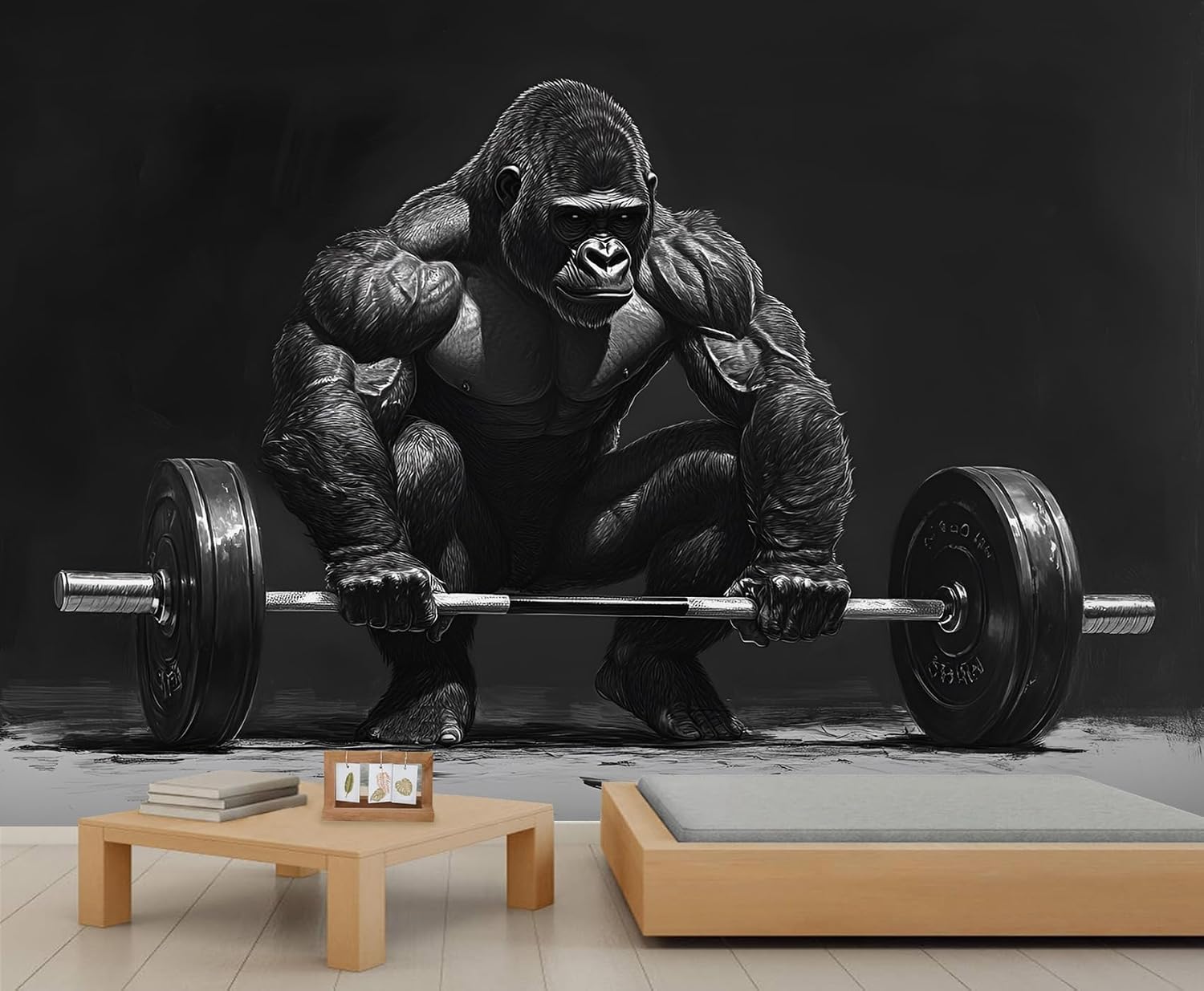 Gorilla Wallpaper, Animals Mural Wallpaper, Gym Wallpapers for Living Room Bedroom 3D Murals 78" x 55" (Not Peel and Stick)