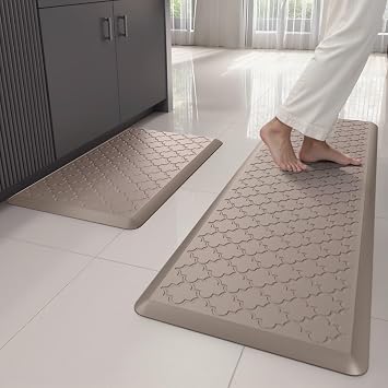 Anti Fatigue Mats for Kitchen Floor 2 Piece, Khaki