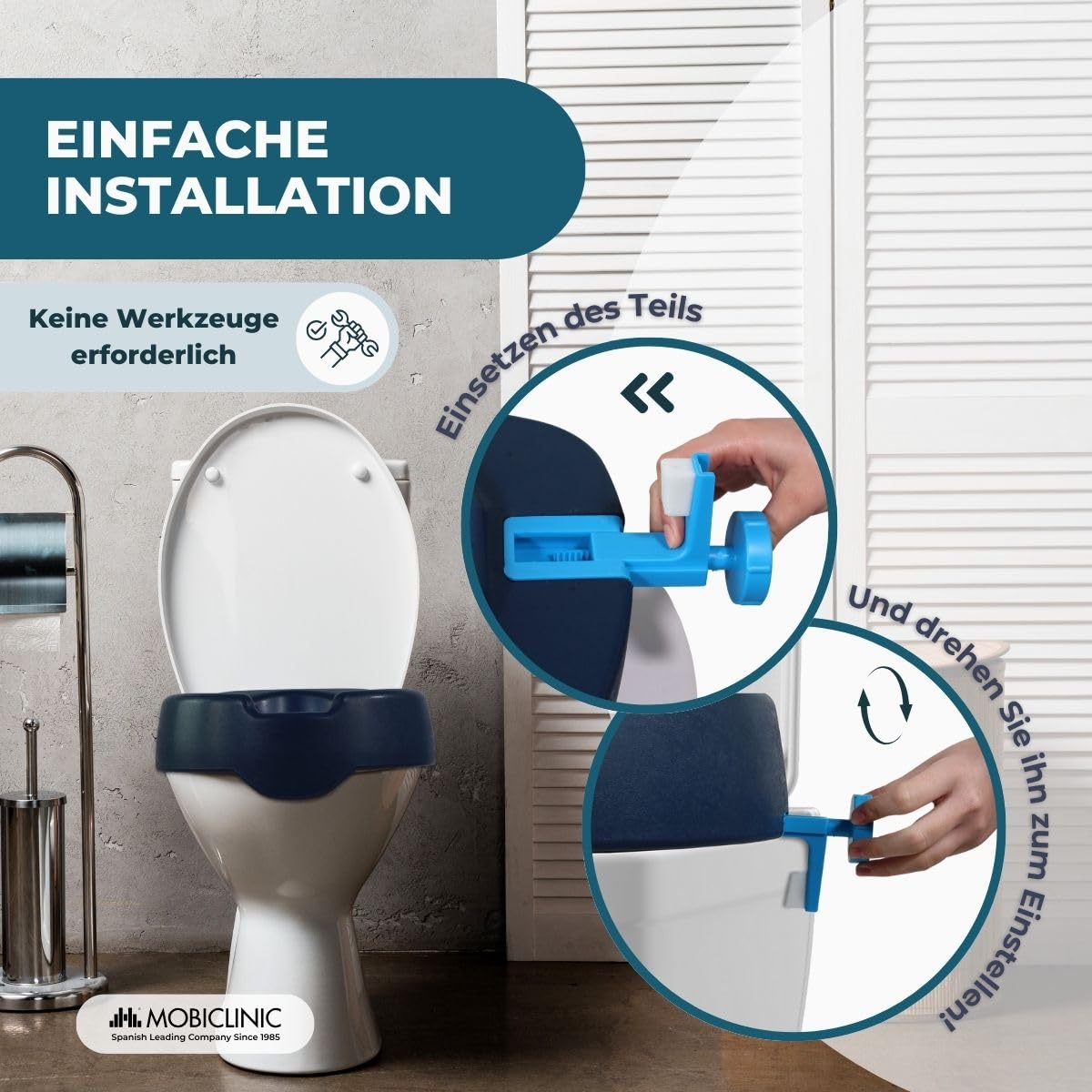 Mobiclinic®, Toilettensitzerhöhung, Río, Europäische marke, Wc sitzerhöhung, Toilettenaufsatz für senioren, Toilettenhilfe, Weich, 11 cm hoch, Blau