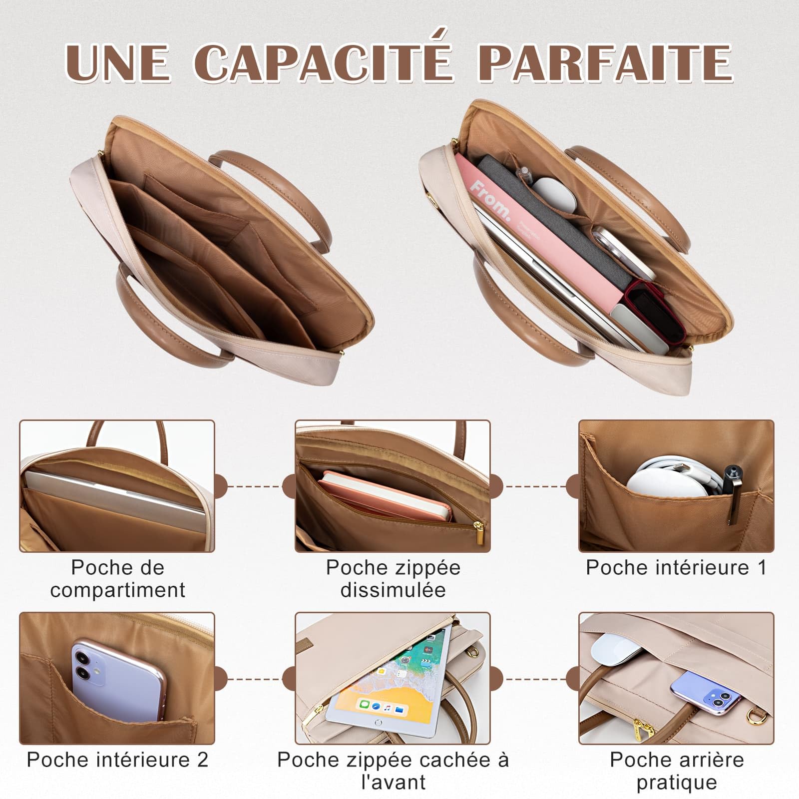 RAINYEAR Sac à Bandoulière pour Ordinateur Portable 14 Pouces Compatible Chromebook Sac Messager Polyester