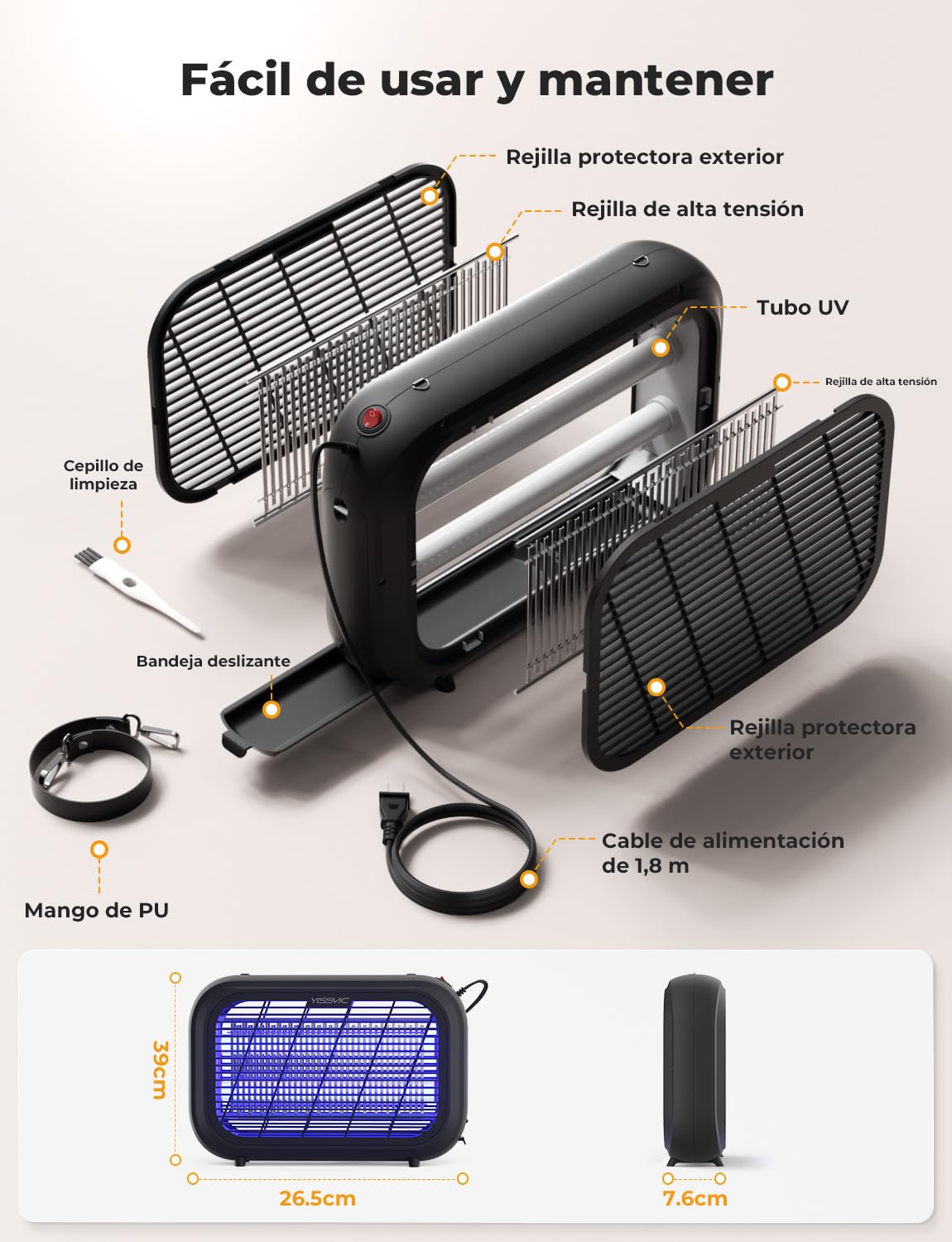 YISSVIC Lampara Antimosquitos Matamoscas Electrico Lámparas LED UV, Mata Insectos para Interiores contra Mosquitos, Moscas y Otros Insectos Voladores