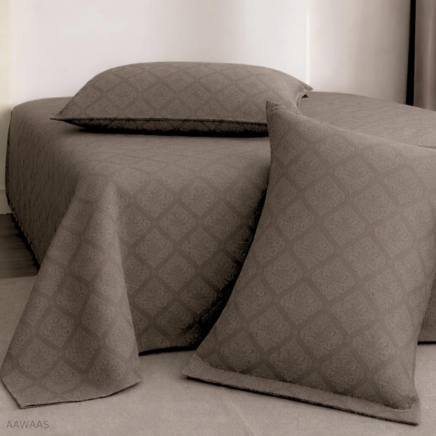 AAWAAS 100% Cotton Feel Flat Double Bedsheets with 2 King Size Pillow Covers | Double Bed Breathable | Wrinklefree | Ultrasoft 300 TC Supersoft |90 x 100 Inches | Coffee