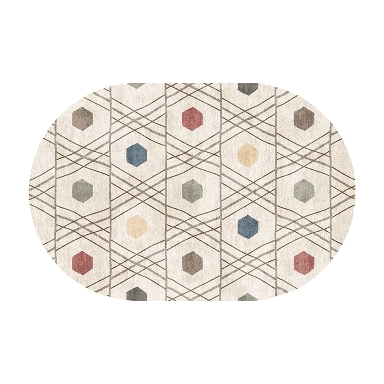 Tapis antidérapant lavable de forme ovale 140 x 160 cm haute performance