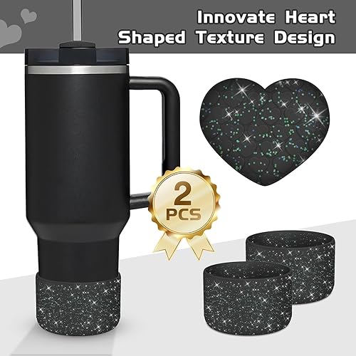 Miniatura 4 de WUQID Funda protectora de silicona con textura de corazón brillante compatible con Stanle Tumbler de 40 onzas, 30 onzas, 20 onzas y botellas Hydroo