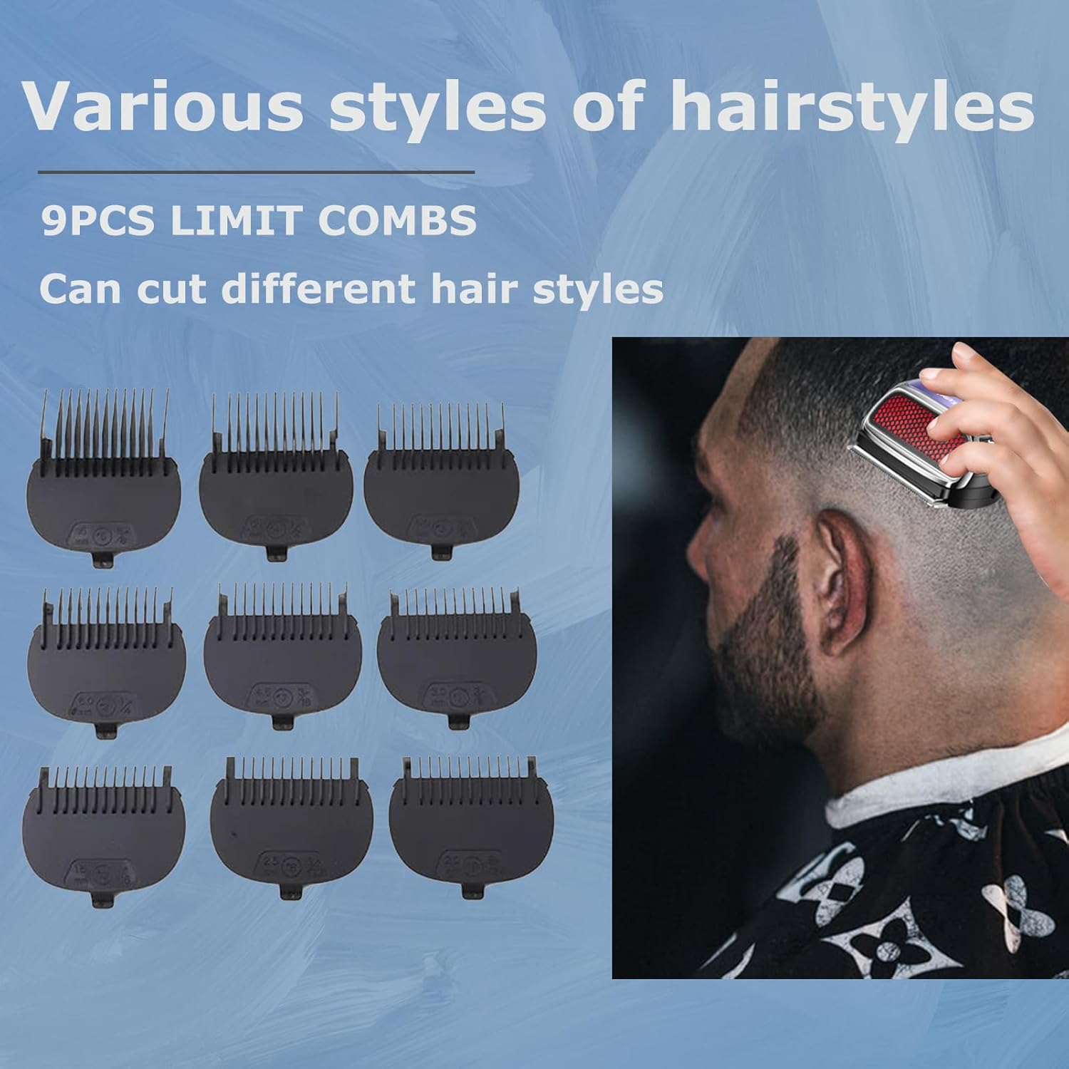 KEMEI Hair Clipper with various guide combs
