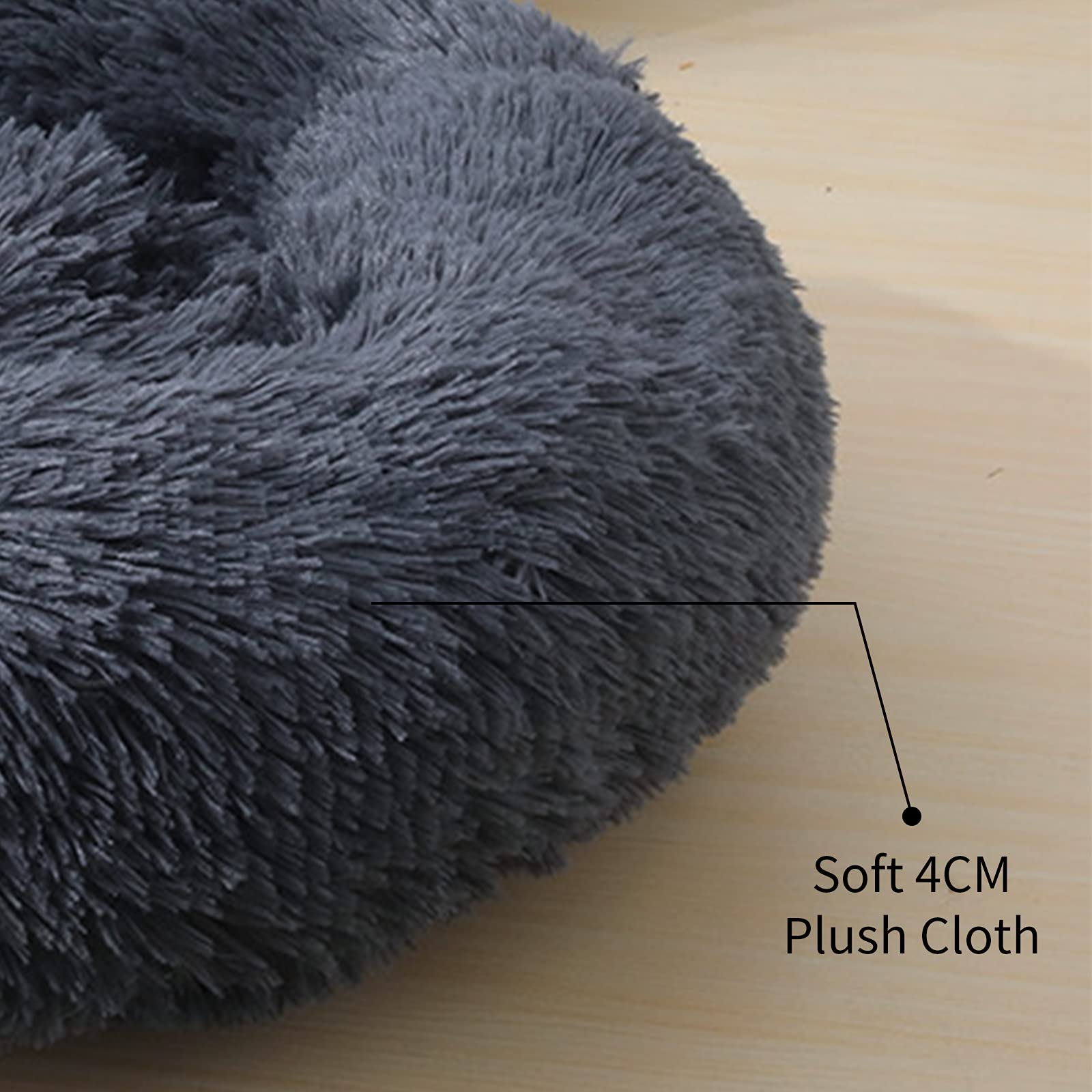 Cuccia Cane Gatto Rotondo da Ciambella Soffice Pelliccia Sintetica di Peluche Letto Per Cani e Gatti [L, Ø60 cm] Cuccia per Cane Gatto con Fondo Resistente All'acqua e Antiscivolo