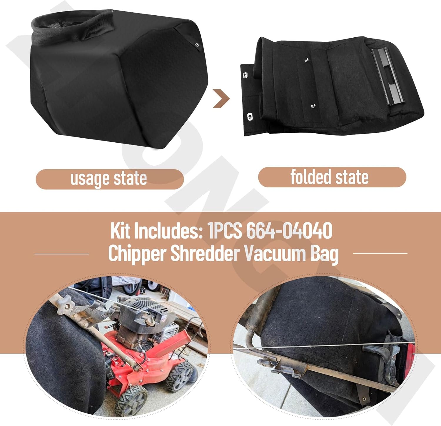 664-04040 Chipper Shredder Vacuum Bag Compatible With MTD/Cub Cadet CSV070, CSV050, CSV061, CSV220,CSV060K, Replace 964-0095, 664-0090, 764-0632A, 664-0093, 764-0630, 664-0095, 764-0507, 764-0632