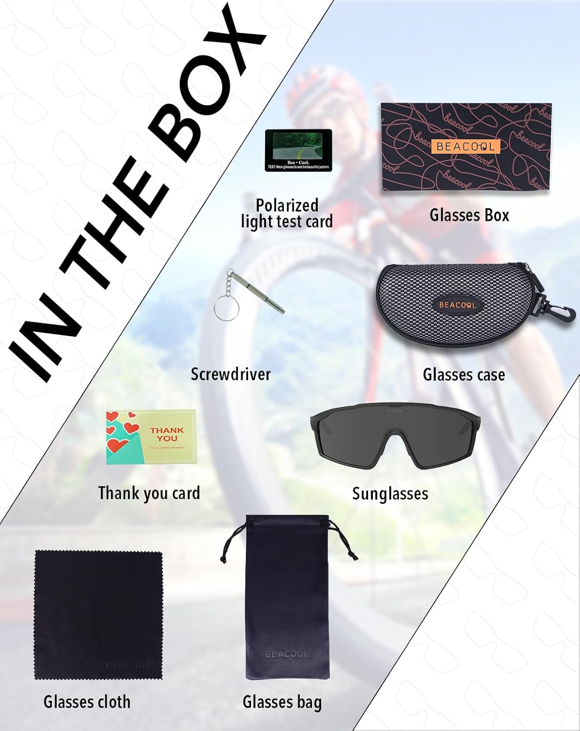 BEACOOL Polarized Sports Cycling Glasses Men Women UV400 Baseball Sunglasses TR90 Frame for Fishing Running Golf Softball