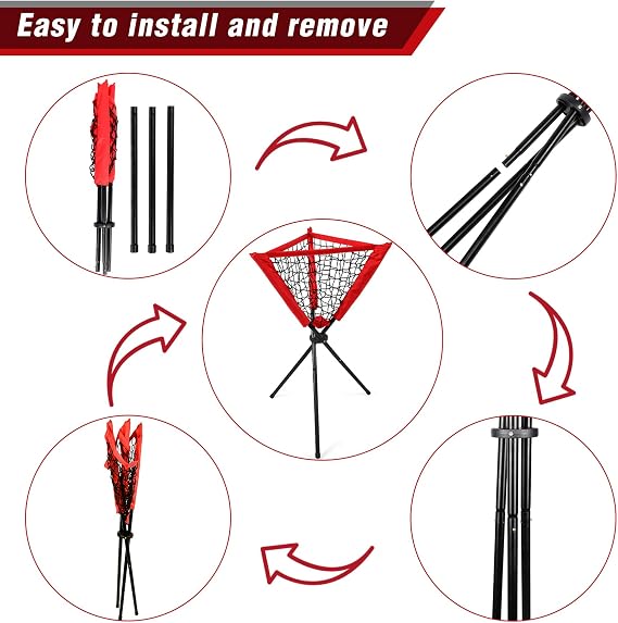Hikeen Baseball Tees - Batting Tee with Portable Tripod Stand for Softball Hitting Training, Includes Carrying Bag
