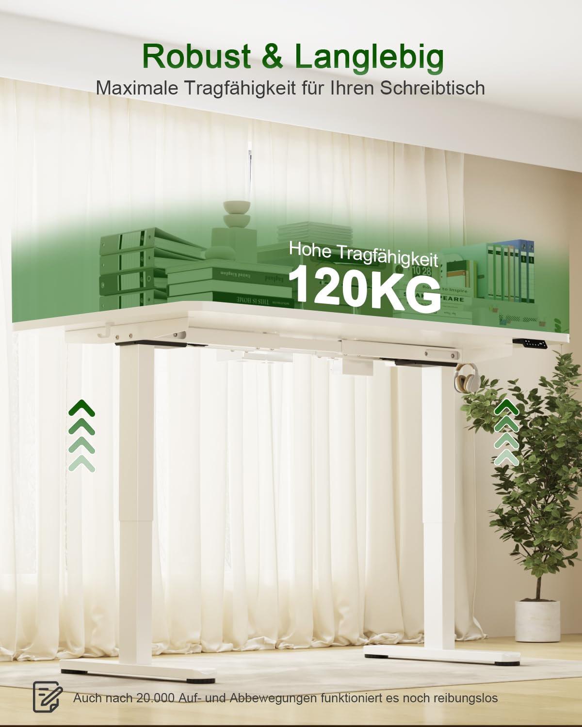 Devoko Höhenverstellbarer Schreibtisch 200x80cm, Dualmotor Elektrischer Stehschreibtisch mit 25mm Einteiliger Tischplatte, Touchscreen Steuerung, Computertisch mit Kabelmanagement & Steckdose