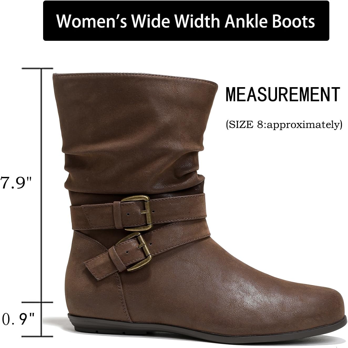 Luoika Women's Wide Width Low Heel Side Zipper Ankle Boots - Image 4