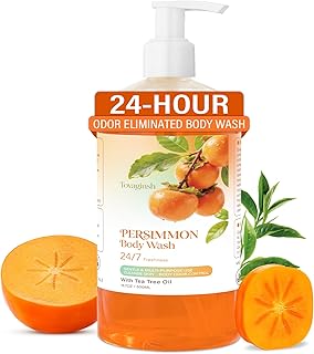 Persimmon Body Wash for Body Odor Control, Persimmon Soap Bar for Old People Smell, Intimate Area & Smelly Feet, Deep Cleansing Odor Eliminator with Tea Tree, 16.7 Fl Oz