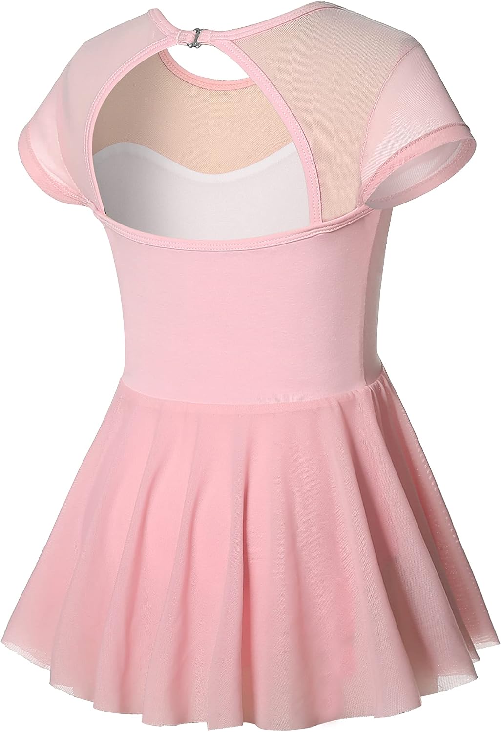 Phineein Short Sleeve Ballet Leotards For Girls - Hollow Back Dance Leotards with Skirt