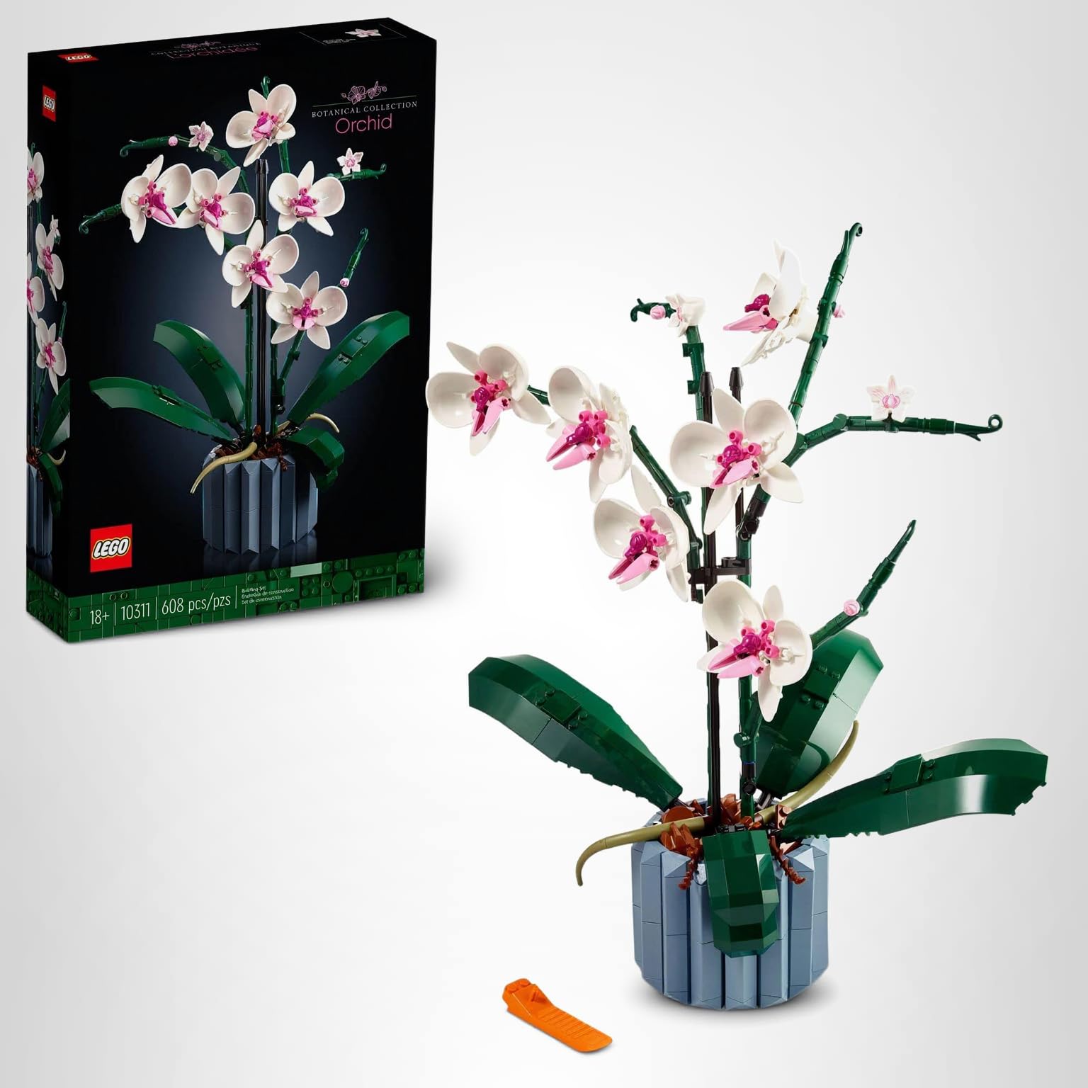 LEGO Botanicals Orchid - Artificial, Fake Indoor Flowers Building Set for Home, Kitchen, Desk Decoration, Adults Ages 18+ - Gift for Birthdays - 10311