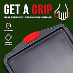 Ensemble de casseroles – 3 Feuille de cookie de pièce – Acier au carbone noir de luxe non stick – Poignées en silicone – Qualité du restaurant de qualité commerciale – PFOA PFOS et PTFE Gratuit par Bakken
