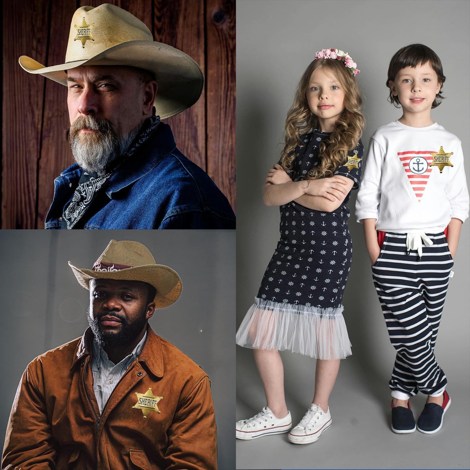 Metal Sheriff Badges for Kids, Girls & Adults - Western Police Vest Badge, Cowboy Party Decoration