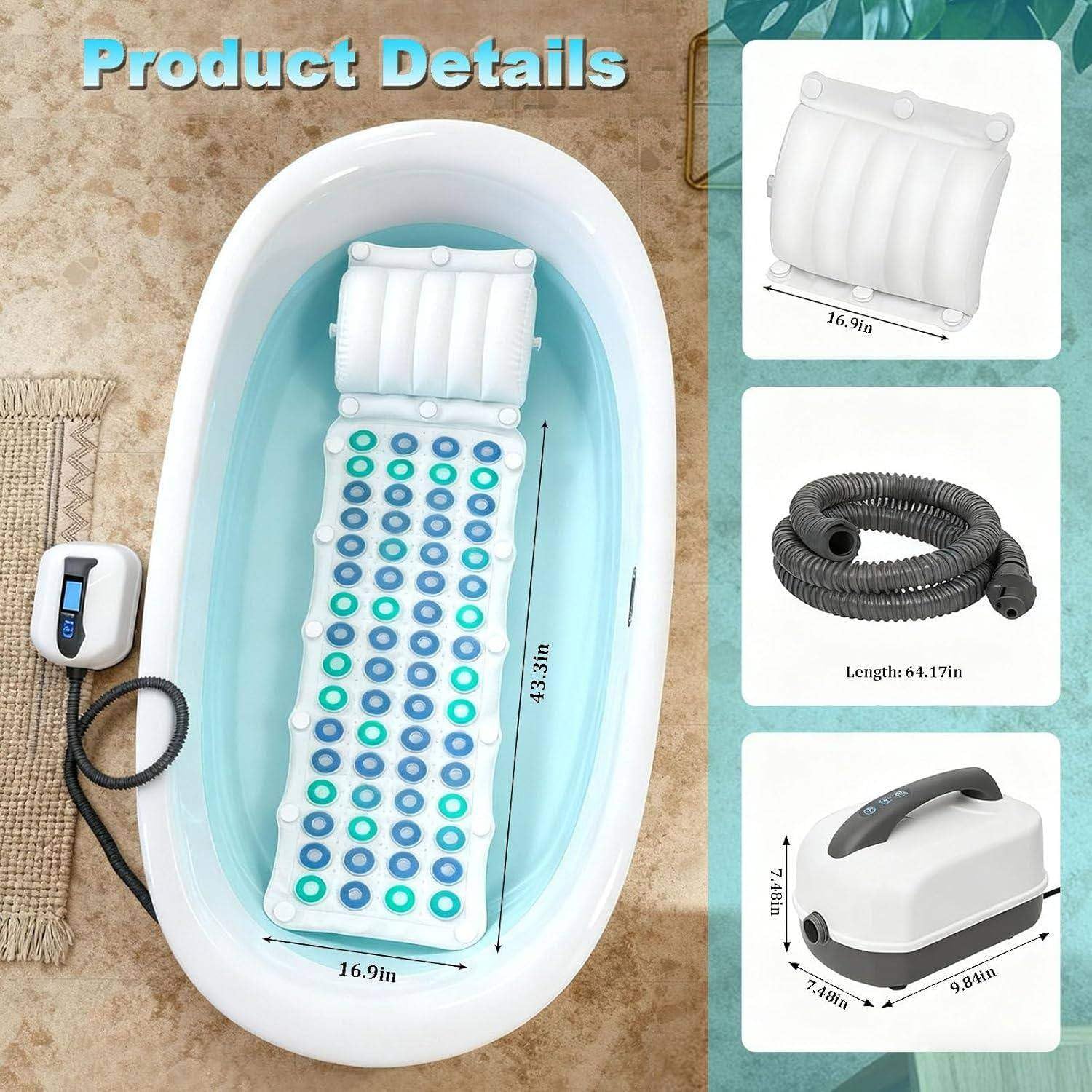 Tappetino Massaggiante per Vasca da Bagno, Massaggiatore Portatile per Idromassaggio con 6 Impostazioni Regolabili E Telecomando, Tappeto Idromassaggio per Vasca da Bagno a Casa