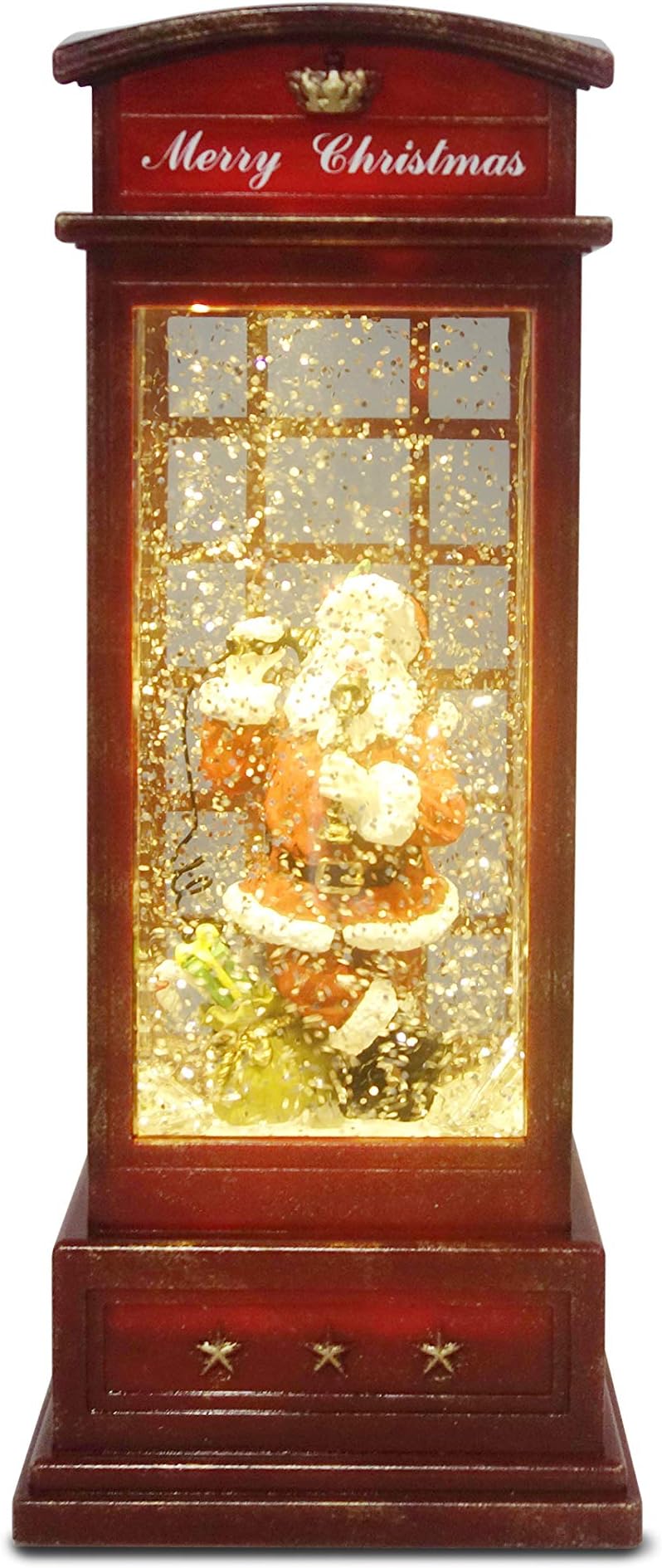 ReLive 10.75" LED Lighted Glitter Lantern (Santa in Telephone Booth)