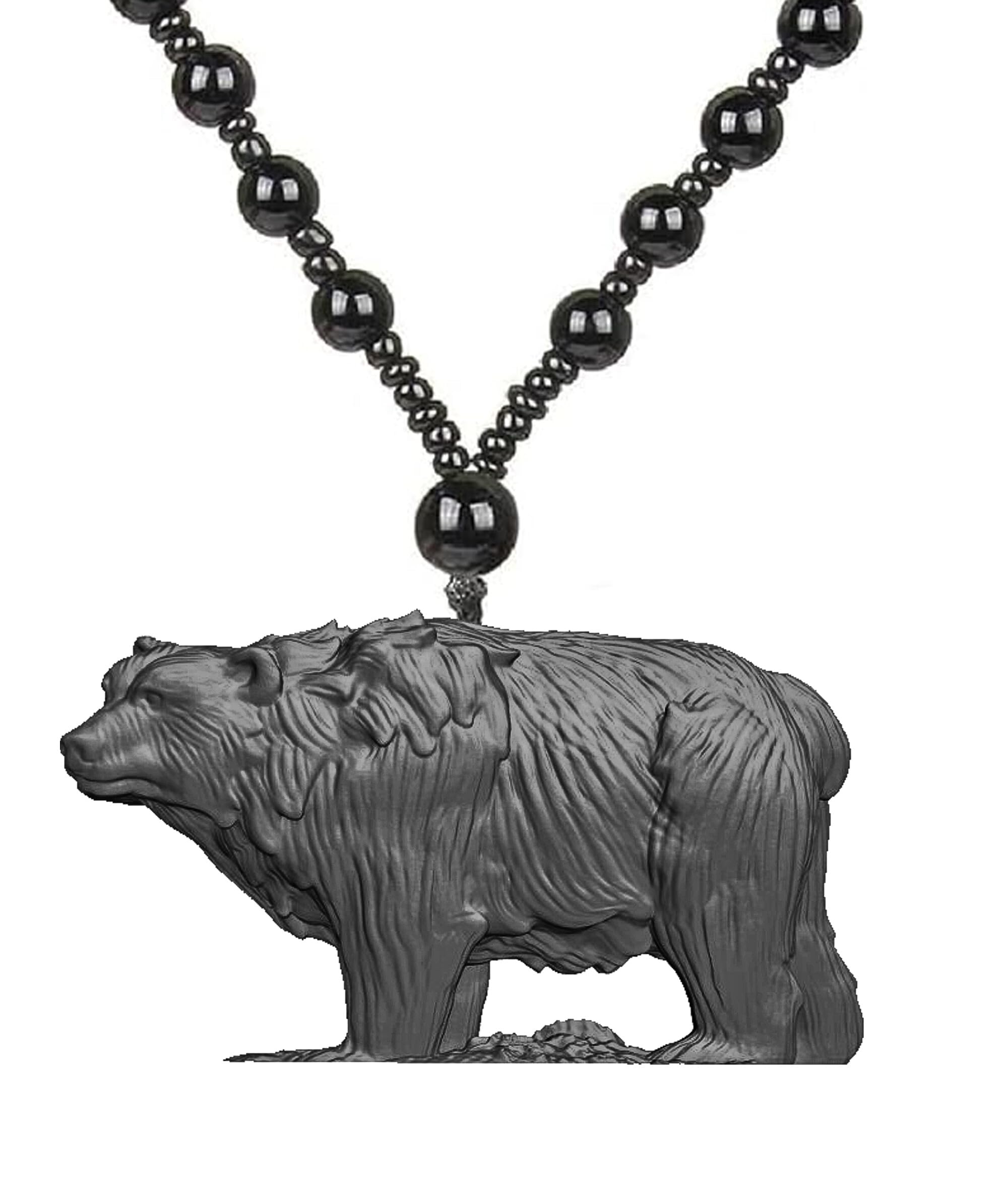 Casual Bear Necklace for Men Women Playful Black Beaded Chain Handmade Jewelry Gift for Animal Lovers Birthdays Camping Trips Nature Themes Comfortable Stylish Pendant-image-27