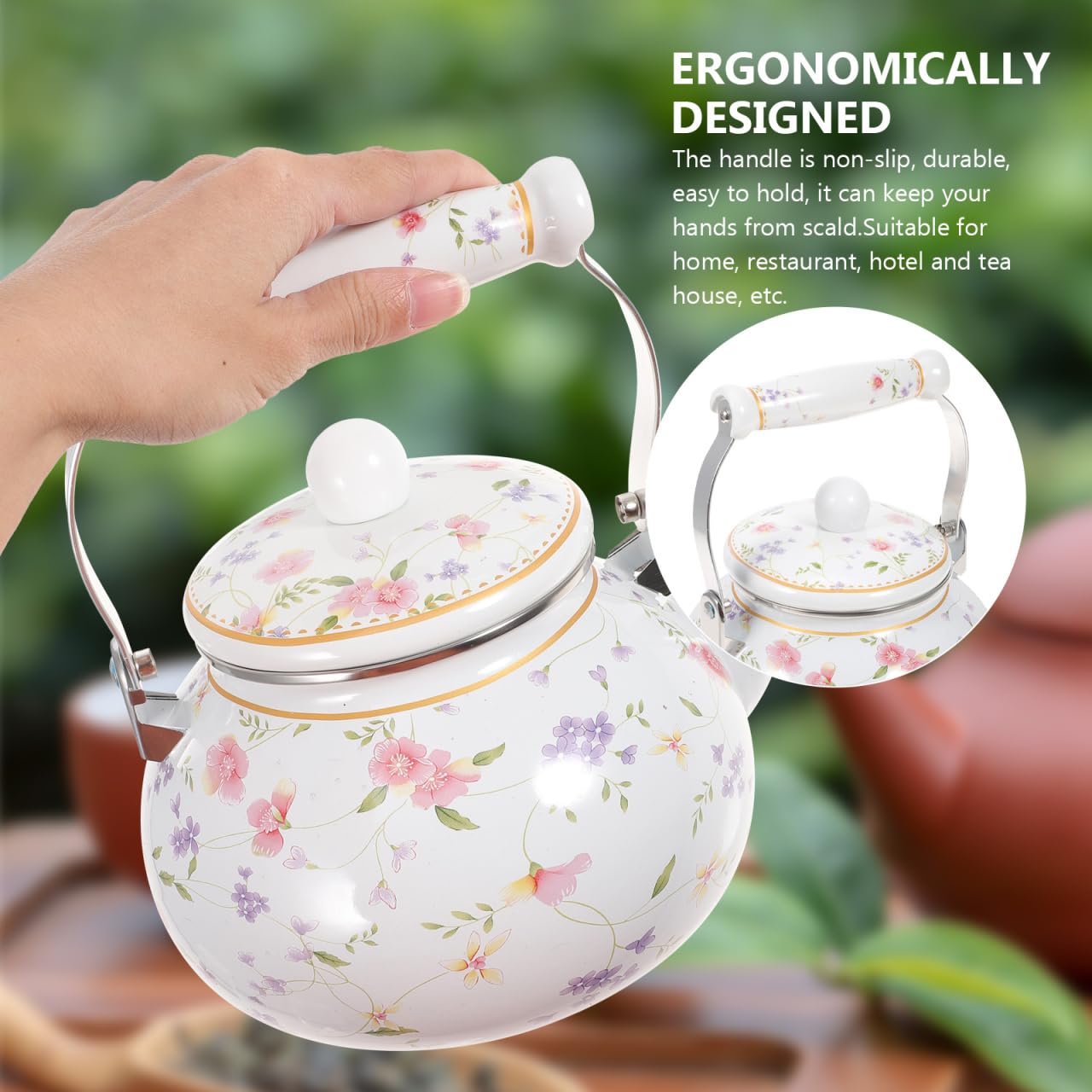 Cabilock Emaille Teekanne 2.5L Wasserkocher Für Induktion Gasherd Elektroherd Retro Design Praktischer Teekessel Für Haushalt Restaurant Teehaus