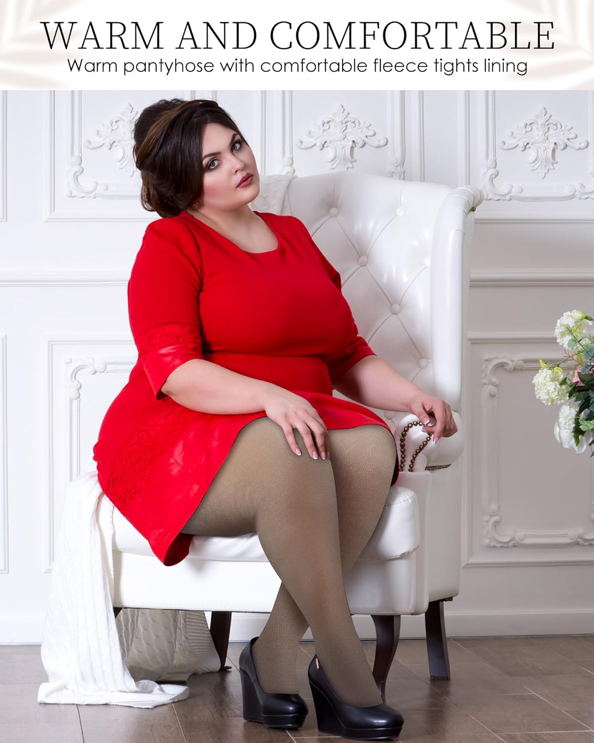 Foaincore 4 Pairs Plus Size Fleece Lined Tights Women Fleece Lined Leggings Translucent Winter Sheer Tights Warm Pantyhose - Image 6