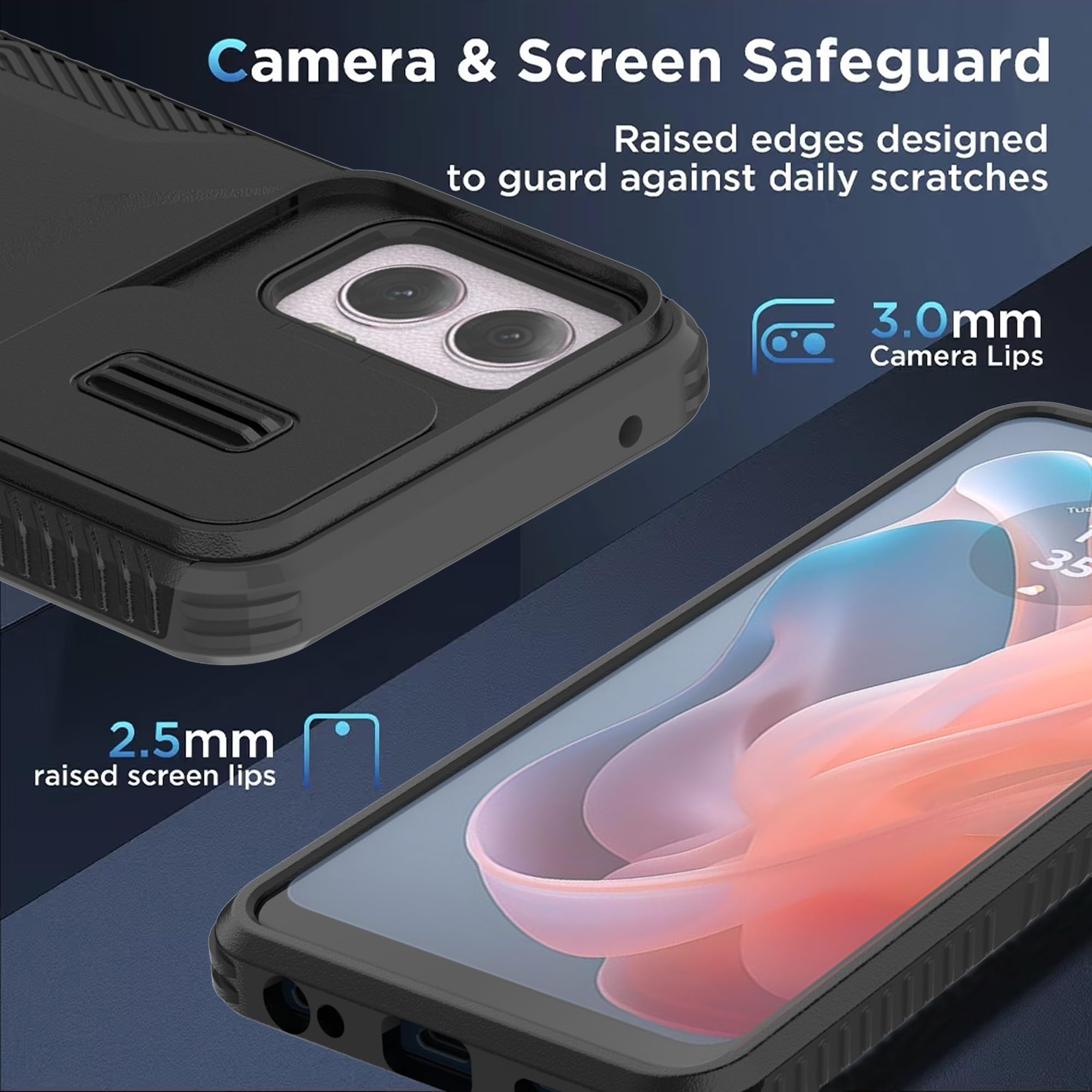 Funda para Motorola G Power 5G 2024 con 1 protector de pantalla HD y cubierta de cámara deslizante [grado militar], funda protectora resistente a prueba de golpes para Moto G Power 5G 2024