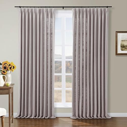 Miniatura 230 de Drapifytex Cortina plisada de lino sintético, cortina para oscurecer la habitación, 56 pulgadas de ancho x 96 pulgadas de largo, cortina de cobre 26