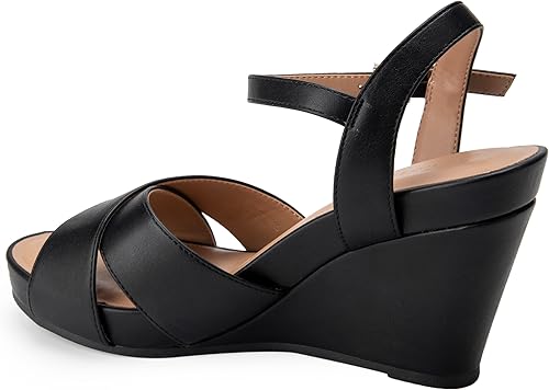 Miniatura 7 de Aerosoles PASTEL Sandalia de Cuña, PU Negra, 6W, Combo Negro