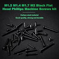 Vista 4 de 1440 tornillos negros para computadora portátil M1.2 M1.4 M1.7 M2 cabeza plana Phillips Tornillos avellanados SSD Tornillos Accesorios Mini máquina