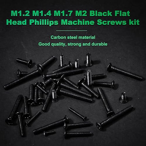 Miniatura 4 de 1440 tornillos negros para computadora portátil M1.2 M1.4 M1.7 M2 cabeza plana Phillips Tornillos avellanados SSD Tornillos Accesorios Mini máquina