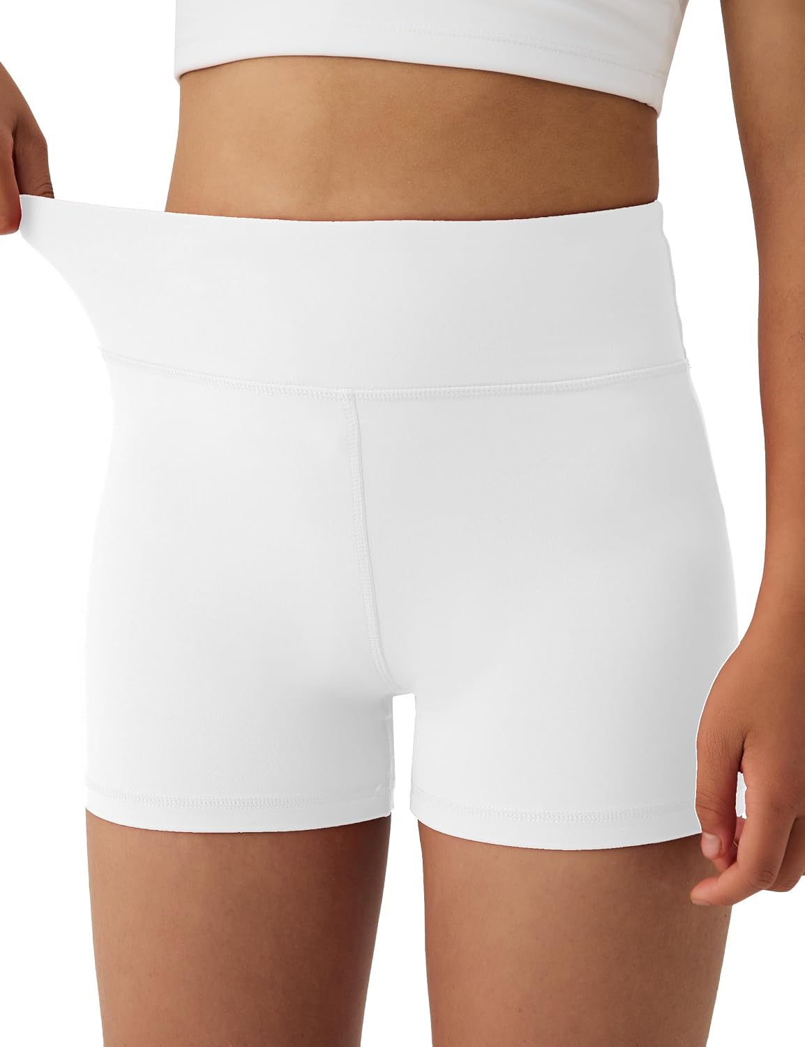 Girls Athletic Biker Shorts with Hidden Pocket High Waisted Dance Kids Shorts Soft Active Yoga Bike Short Teen