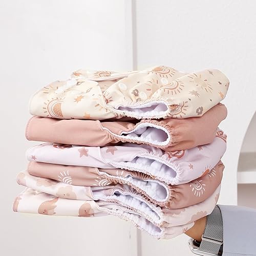 Miniatura 4 de Juego de 12 pañales de tela ajustables reutilizables para recién nacidos a 0-3 años, tamaño único, fundas de pañales de bolsillo lavables para bebés