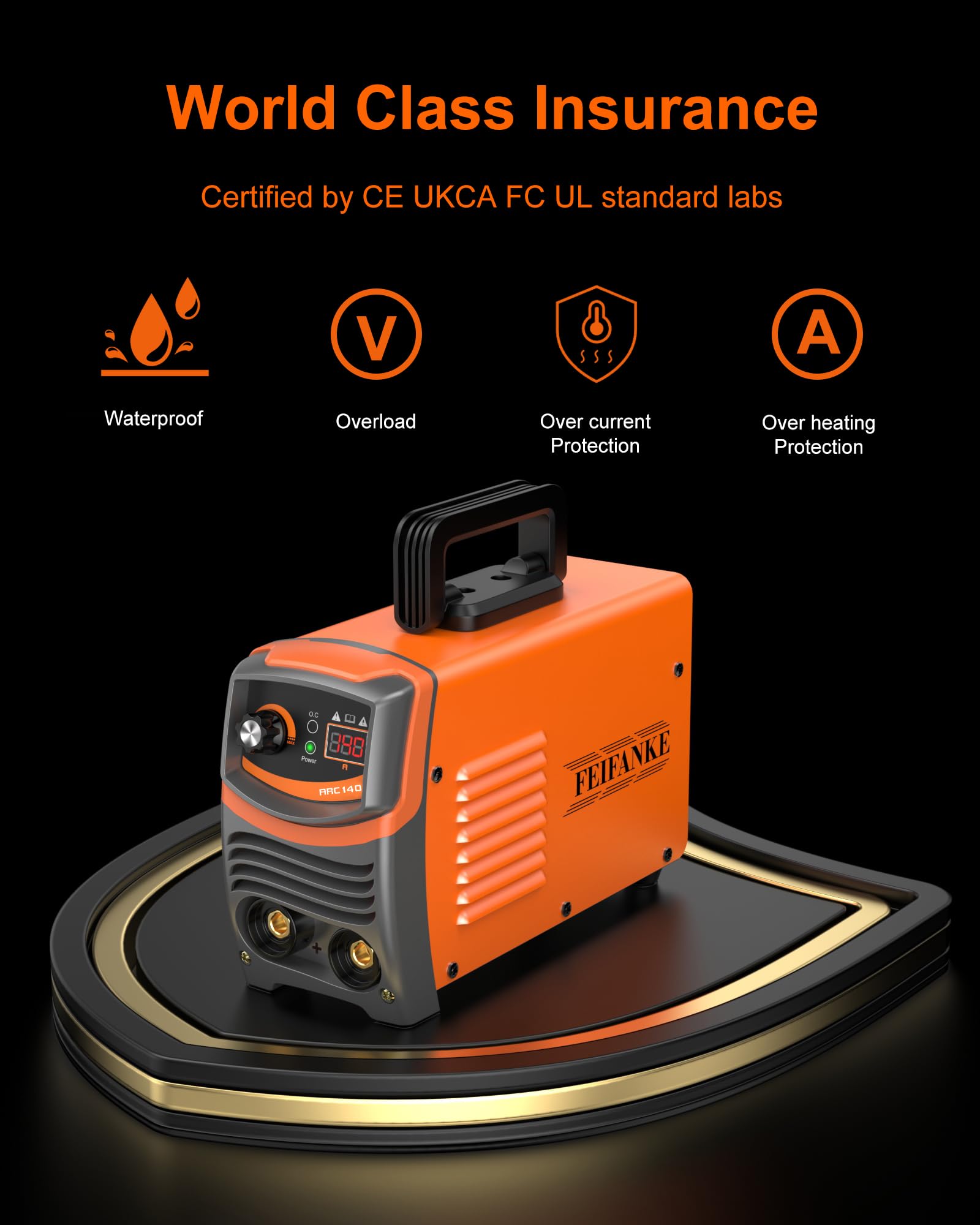 FEIFANKE ARC140 Soldadora Electrodo 140A Maquina de Soldar Compacto MMA/TIG Soldador Inverter con Electrodos IGBT Anti-stick,Hot Start,Anti-Caída,Para 1,6-3,2mm Alambres de Soldadura