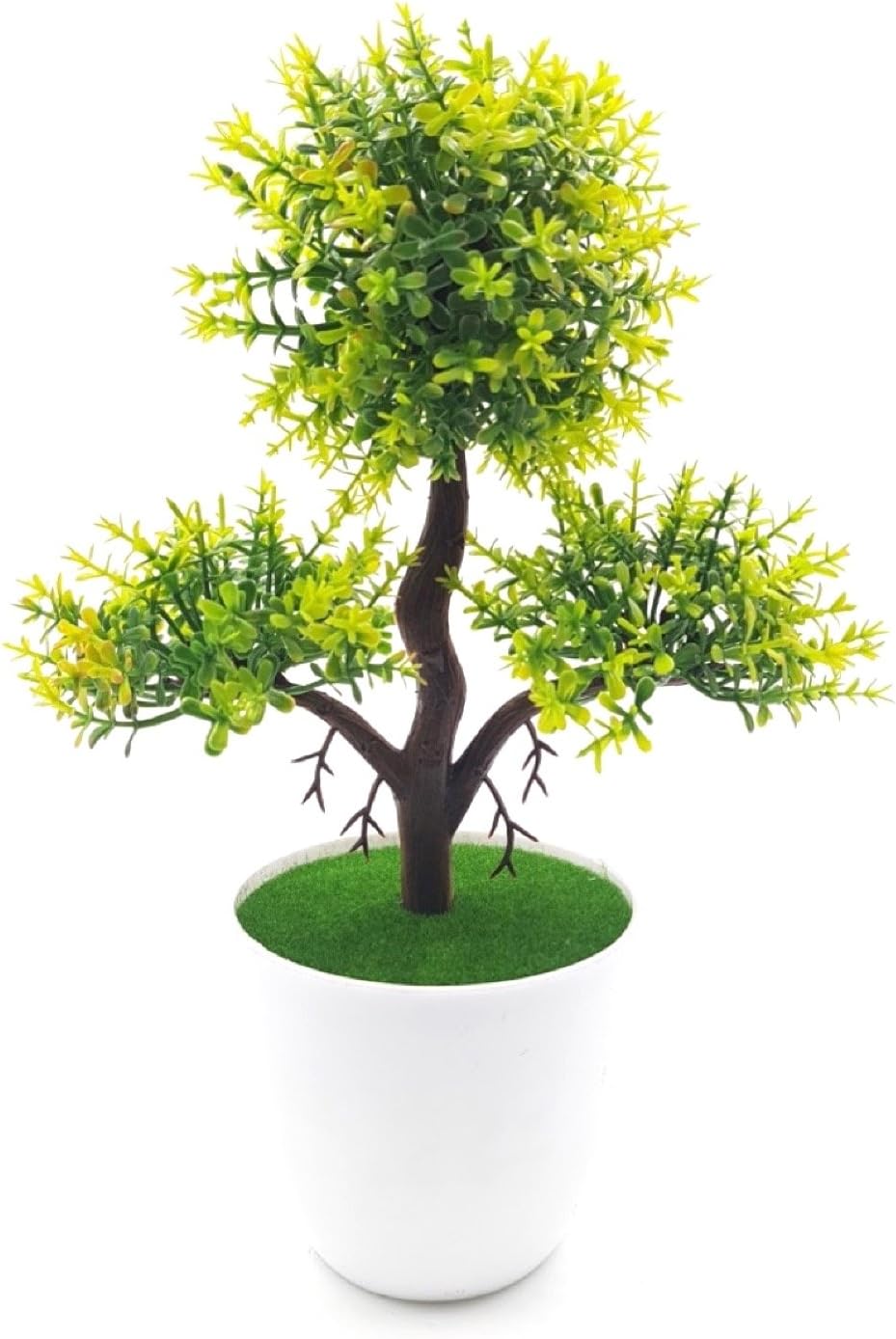 Bonsai Artificial Dwarf Tree ~ Artificial Plants with Pot and Grass Ideal for Home Décor. with Realistic Detailing Size - 27cm x 20cm (Pot - 9cm x Breath 4cm) (Green)