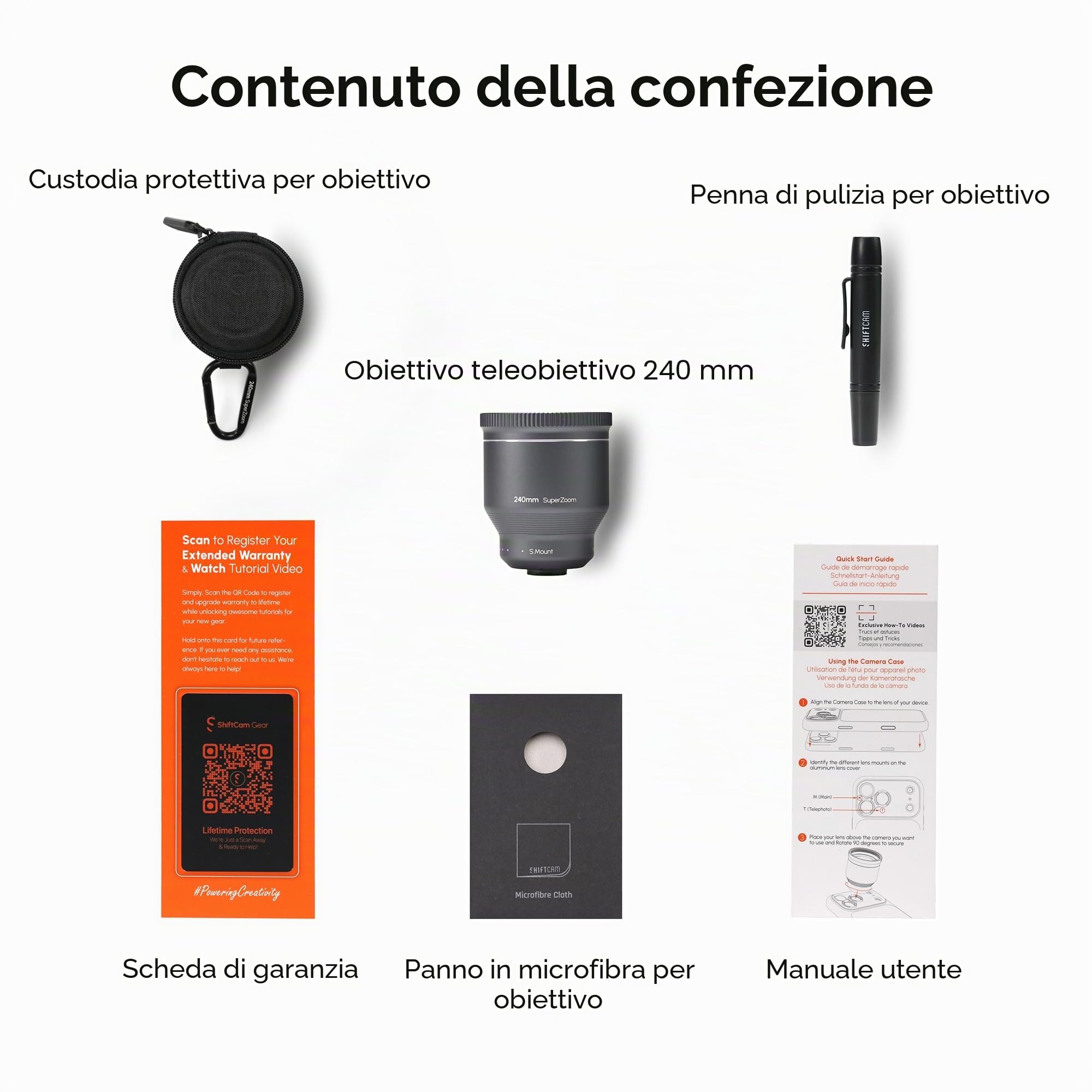 ShiftCam LensUltra 240 mm Super Zoom teleobiettivo per telefono per iPhone 17 Pro/16/15 e Android, lente per fotocamera mobile in vetro fluorite per viaggi, animali selvatici e concerti per avvicinare