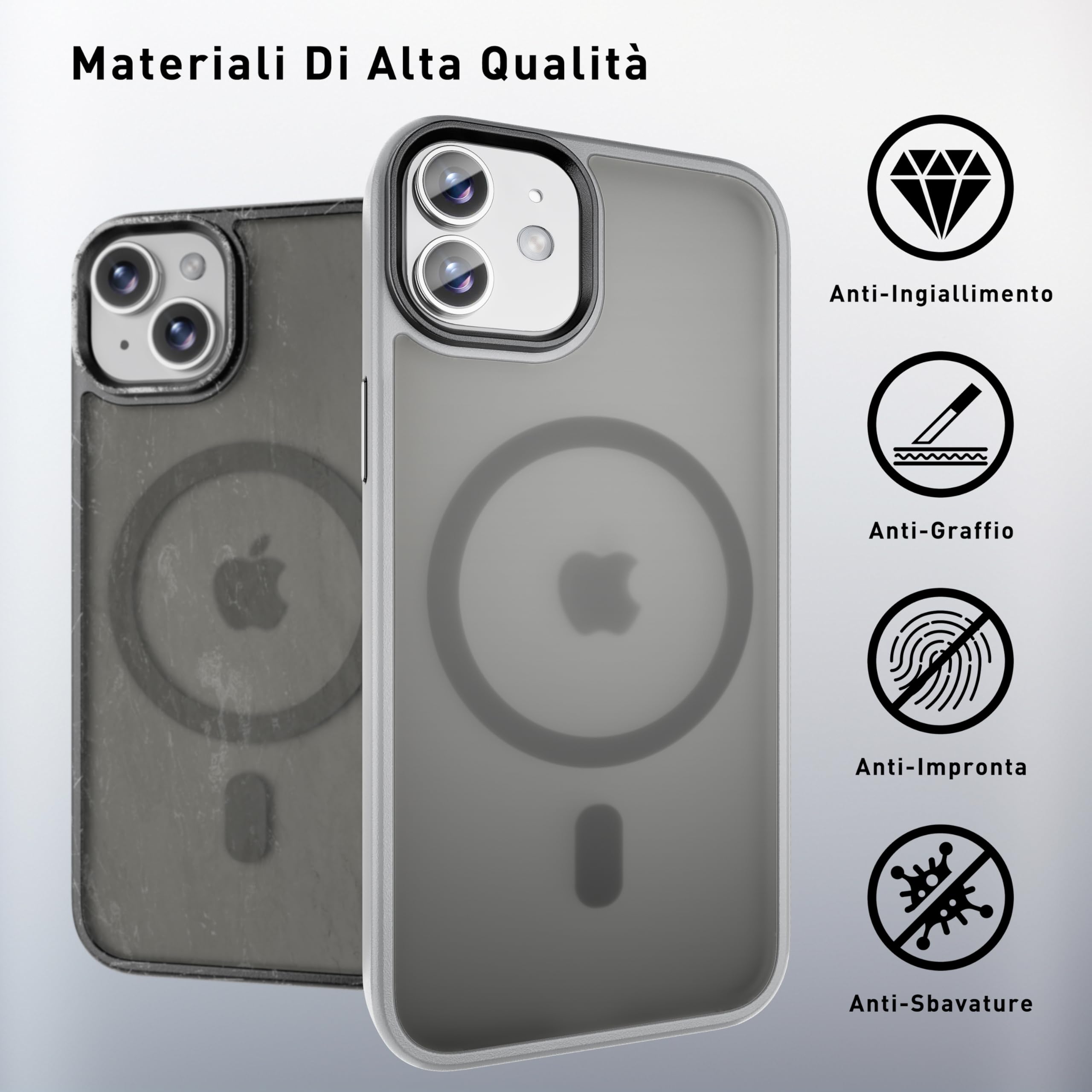 tigratigro Cover Magnetica per iPhone 11, Compatibile con MagSafe, Custodia Traslucida Opaca Posteriore Sottile Antiurto Protettiva Case, Protezione Antiurto di Grado Militare, Argento