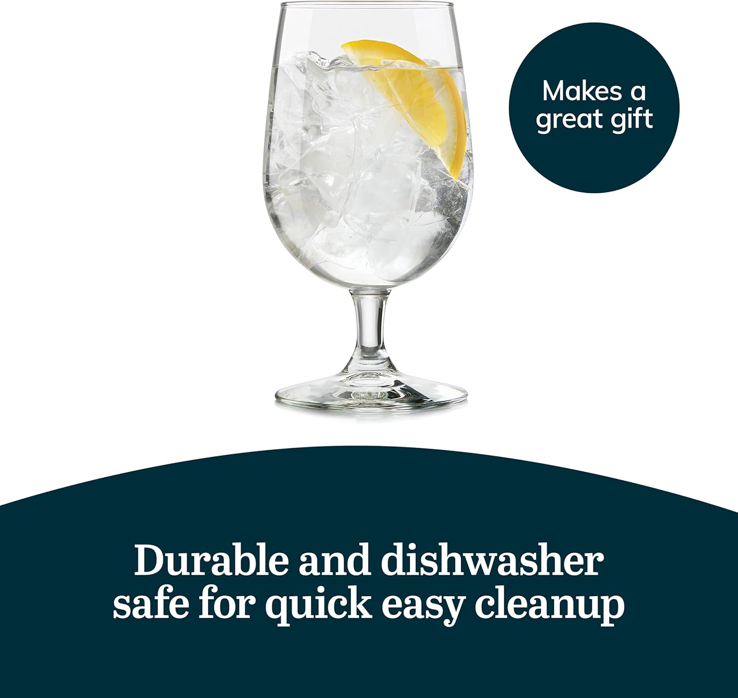 Libbey Entertaining Essentials Stemmed Water Glasses, Clear Multi-Purpose Water Goblet Set of 6, Dishwasher Safe 16 oz Goblet Glasses for Parties - Image 5