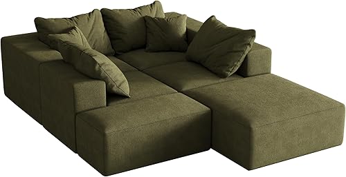 Miniatura 5 de Modular Sectional Sofa Set 132in L Shaped Couch, Boneless Cloud Couch Convertible Sectional Couches Sofa with Pillows, Living Room Furniture Sets